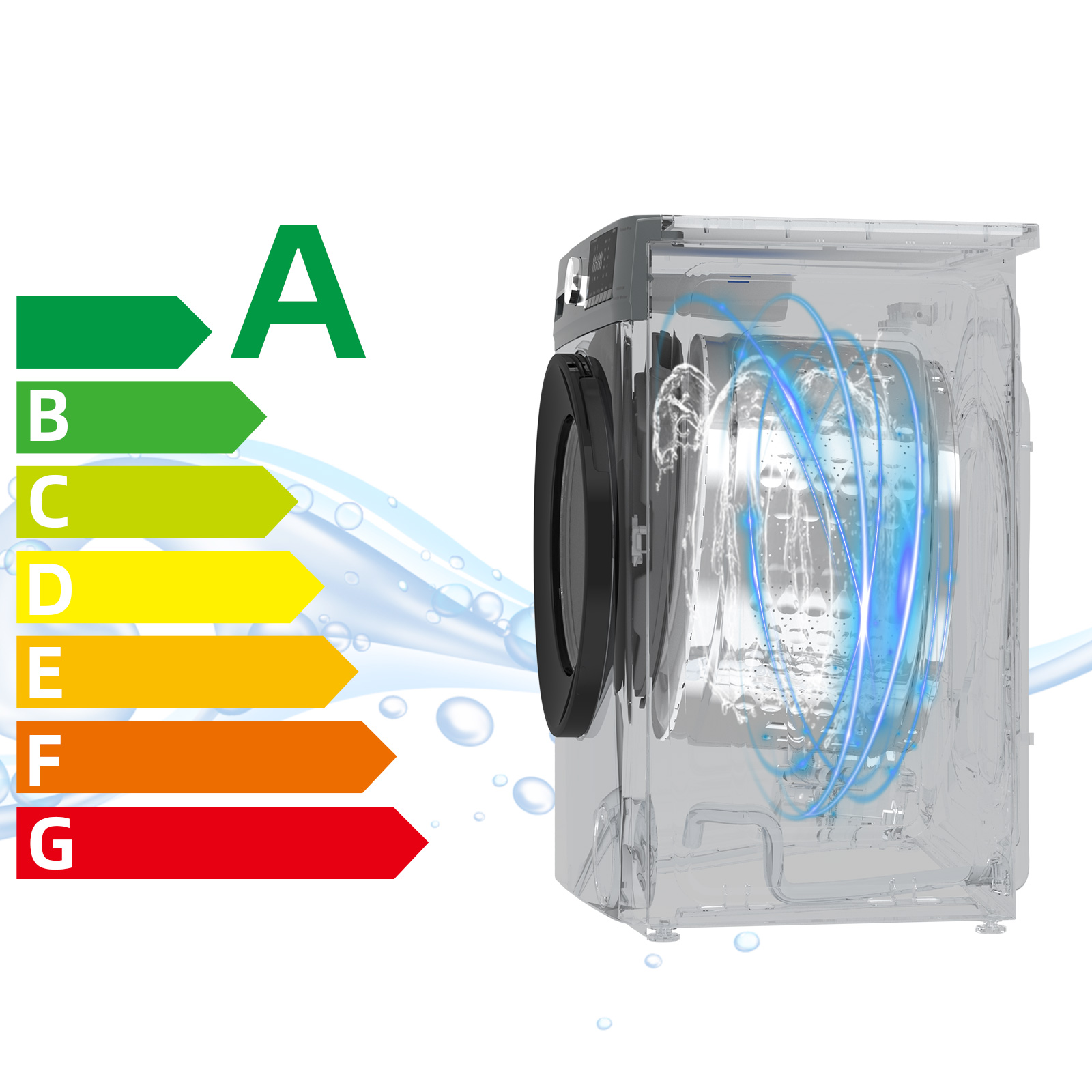 CHIQ CFL100-14586IM3XA Keskeny Inverteres gőzös mosógép 10 kg 1400/p