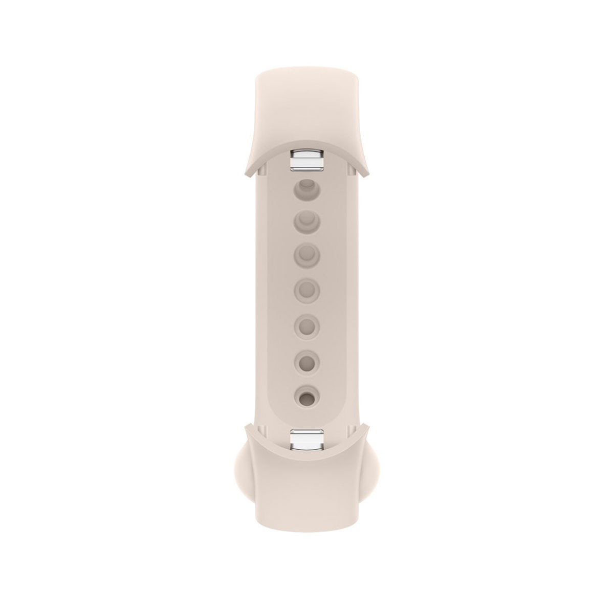 Una banda beige claro para un reloj inteligente, con una serie de pequeñas hendiduras circulares.