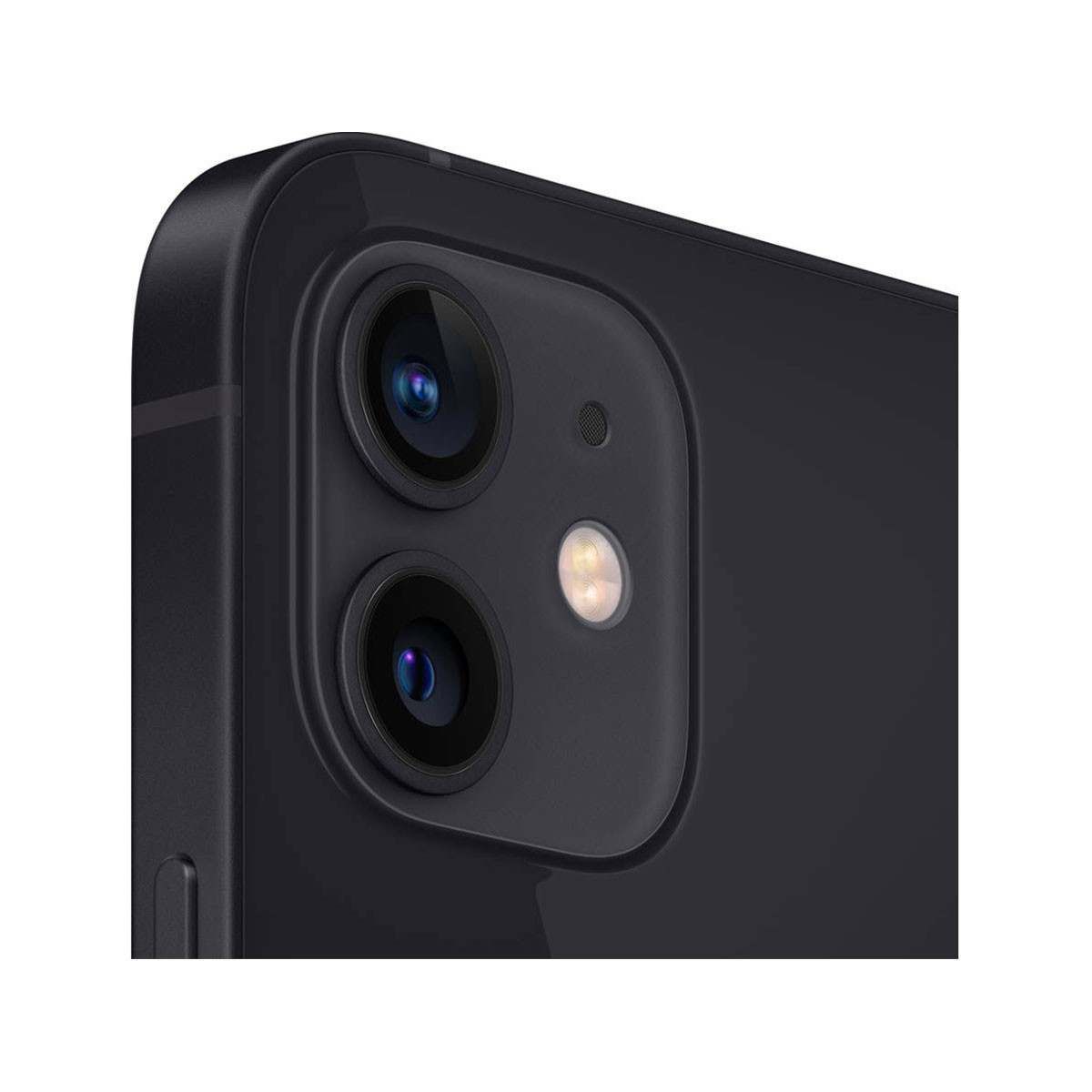 Zbliżenie obiektywów aparatu czarnego telefonu. Dwa obiektywy z lampą błyskową.