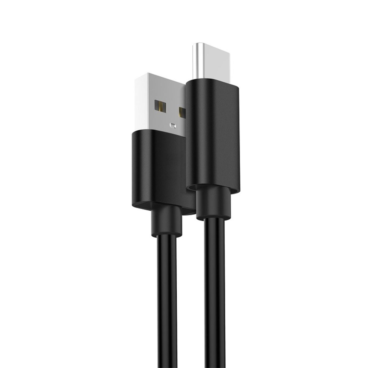Black USB to USB-C cable. The connectors are black and white.