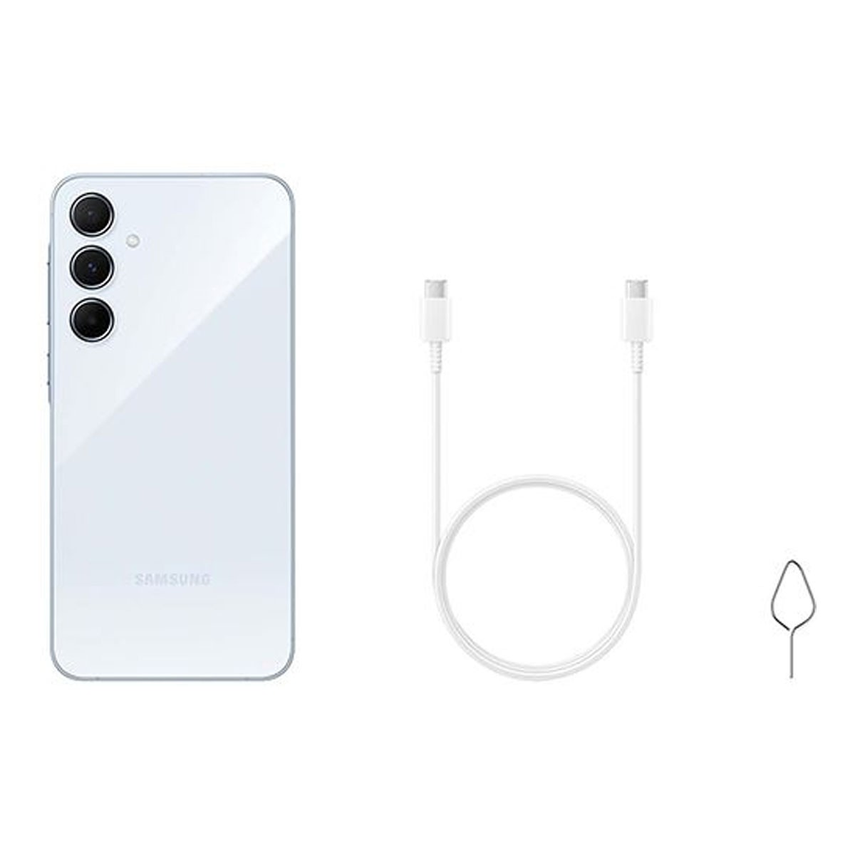 Biały telefon, kabel do ładowania i narzędzie na białej powierzchni.