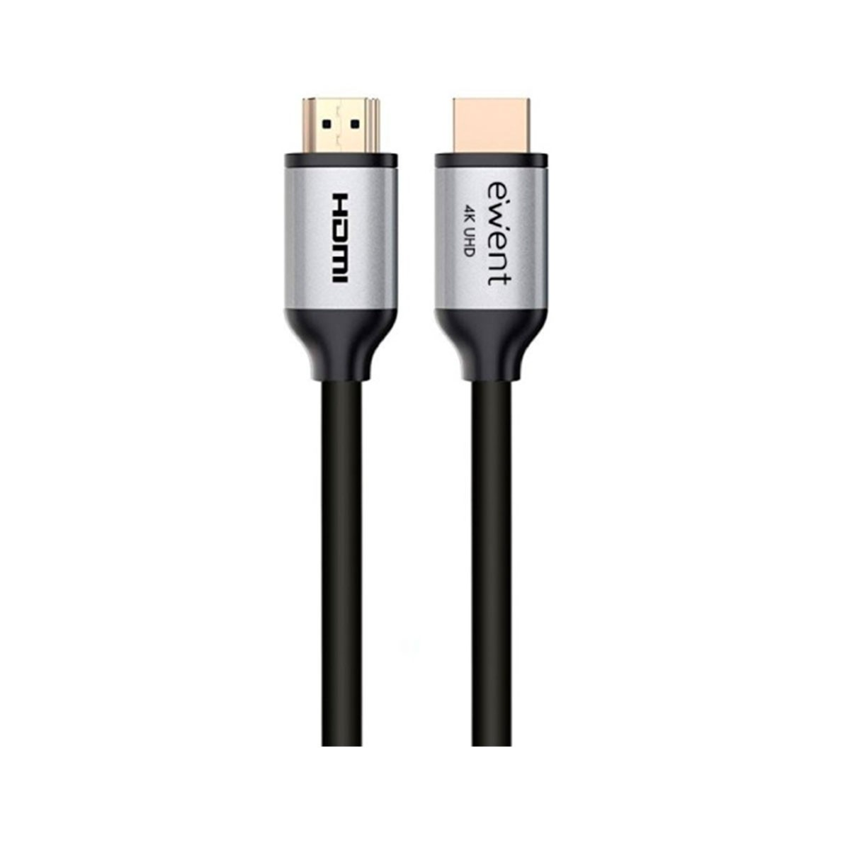 HDMI naar USB-C kabel. Een zwarte kabel met zilveren uiteinden, gelabeld 'HDMI' en 'e-went 4K UHD'.