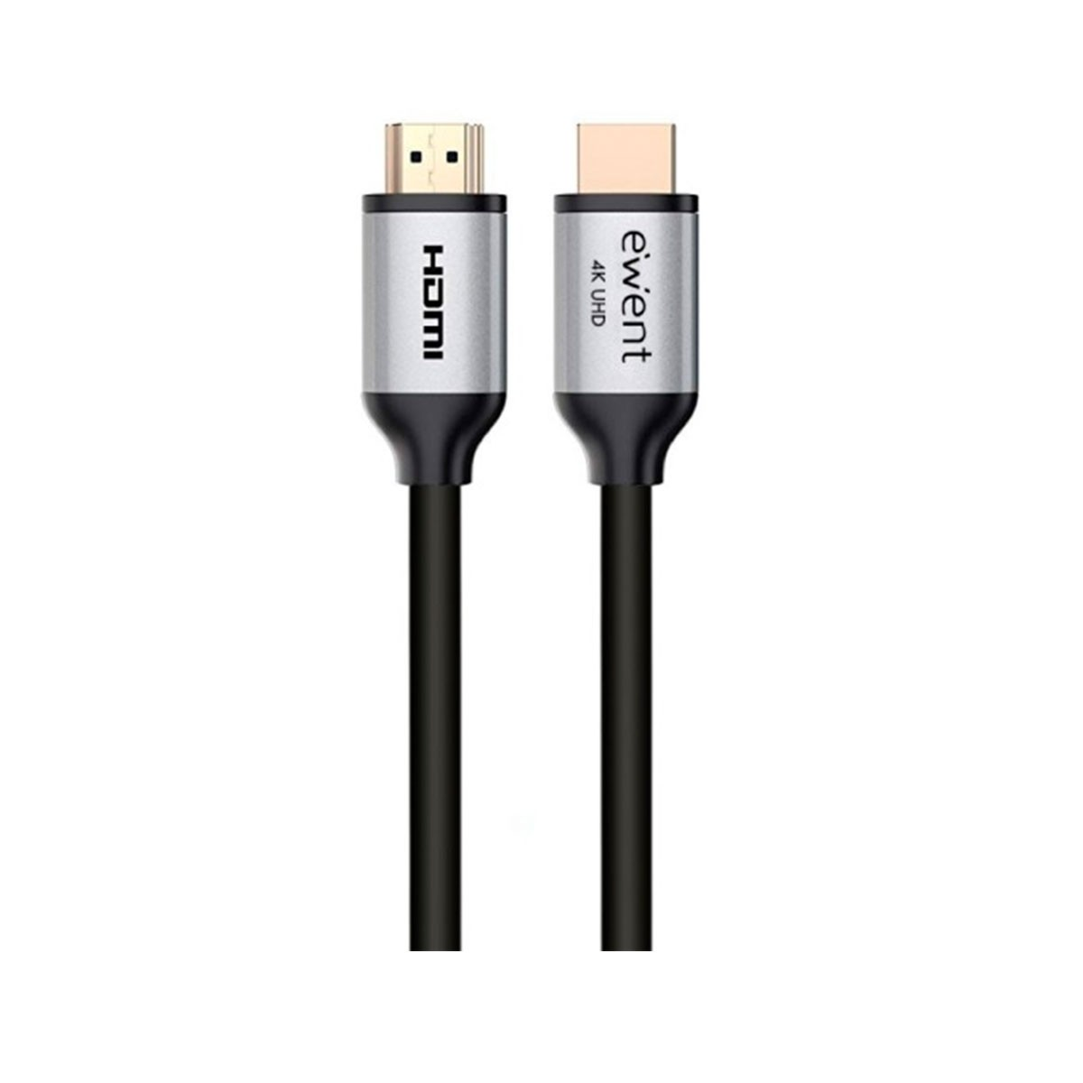 Dos cables HDMI. Uno está etiquetado como 'HDMI' y el otro como 'ewent 4K UHD'.