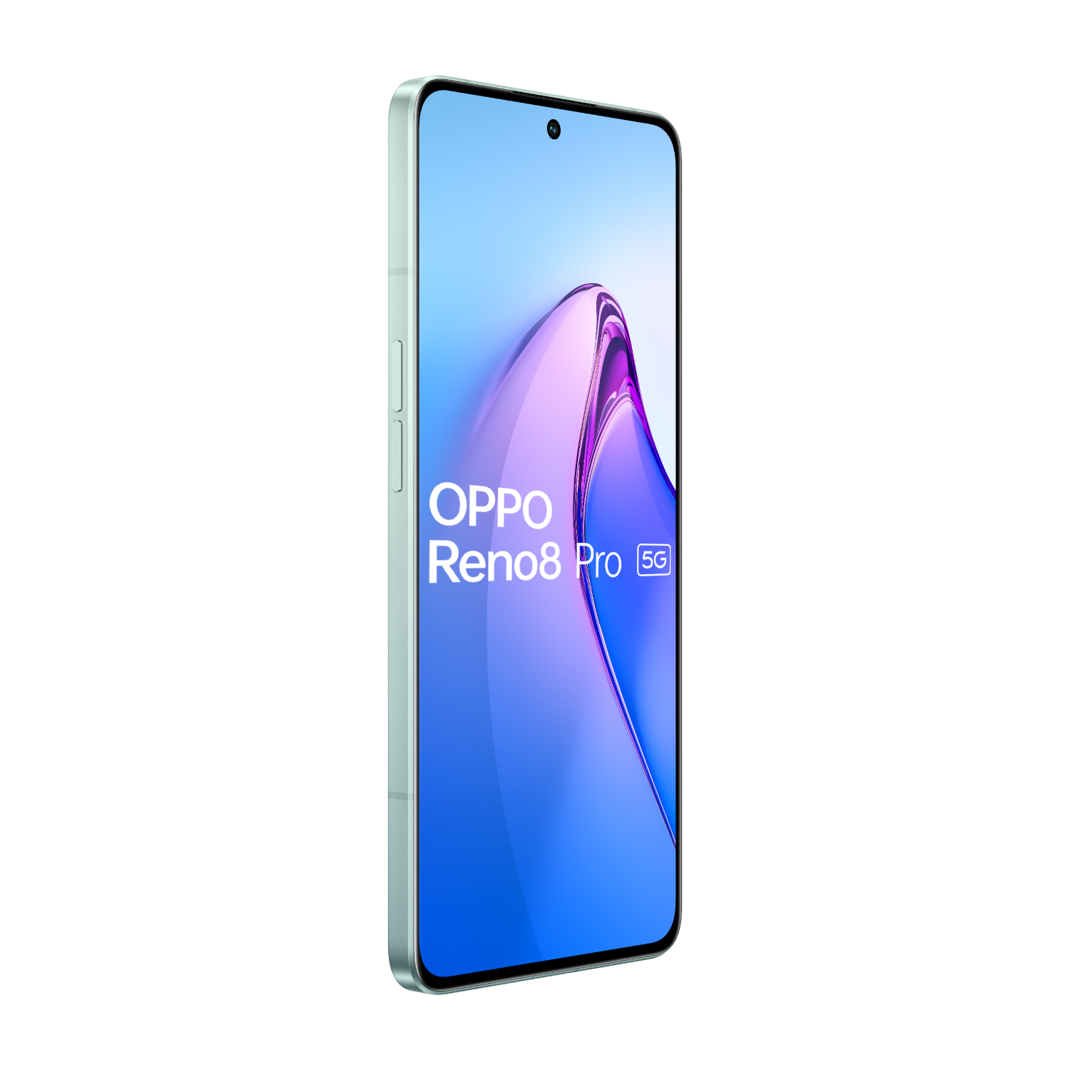 OPPO Reno8 Pro 5G-Telefon, Vorderansicht, auf schwarzem Hintergrund.