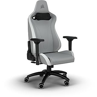 Silla gaming - CORSAIR CF-9010045-WW, Reposabrazos4D (ajustable en altura, anchura y profundidad, también se puede girar), 121 kg, Gris, Negra y Blanca