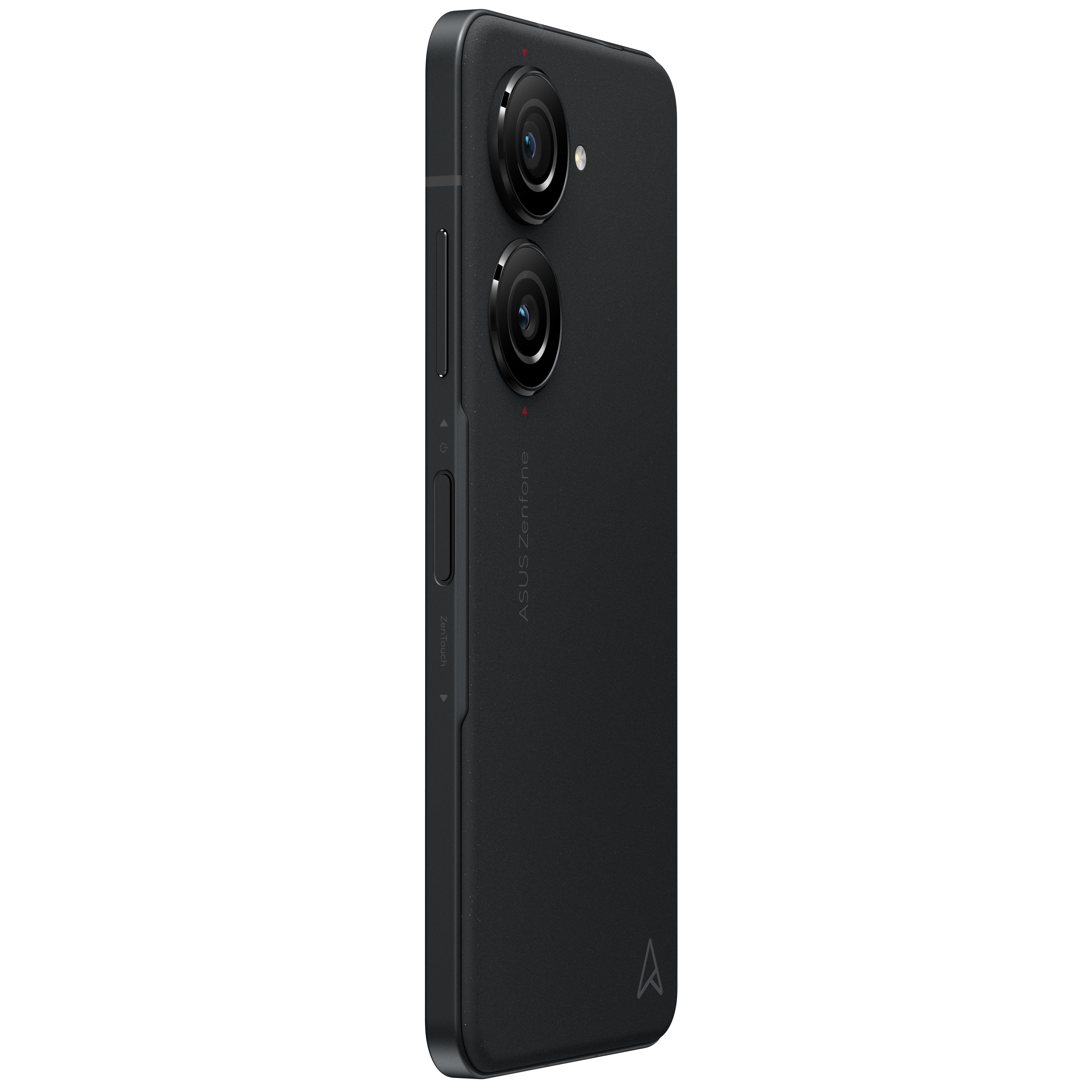 Telefono ASUS Zenfone nero. Ha due fotocamere posteriori e il logo ASUS Zenfone.