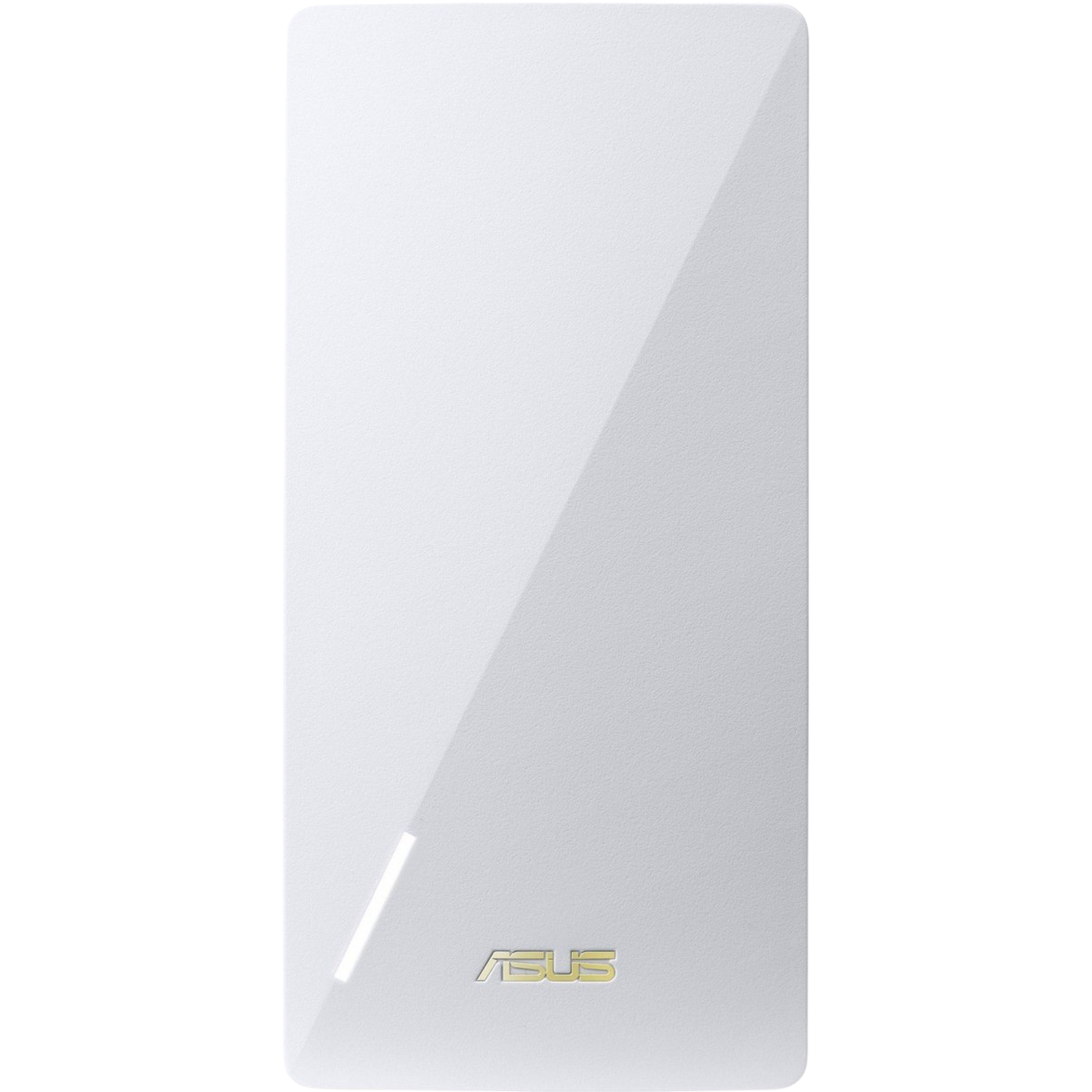 Weißes rechteckiges Gerät mit glänzender Oberfläche, die Marke ASUS befindet sich unten.