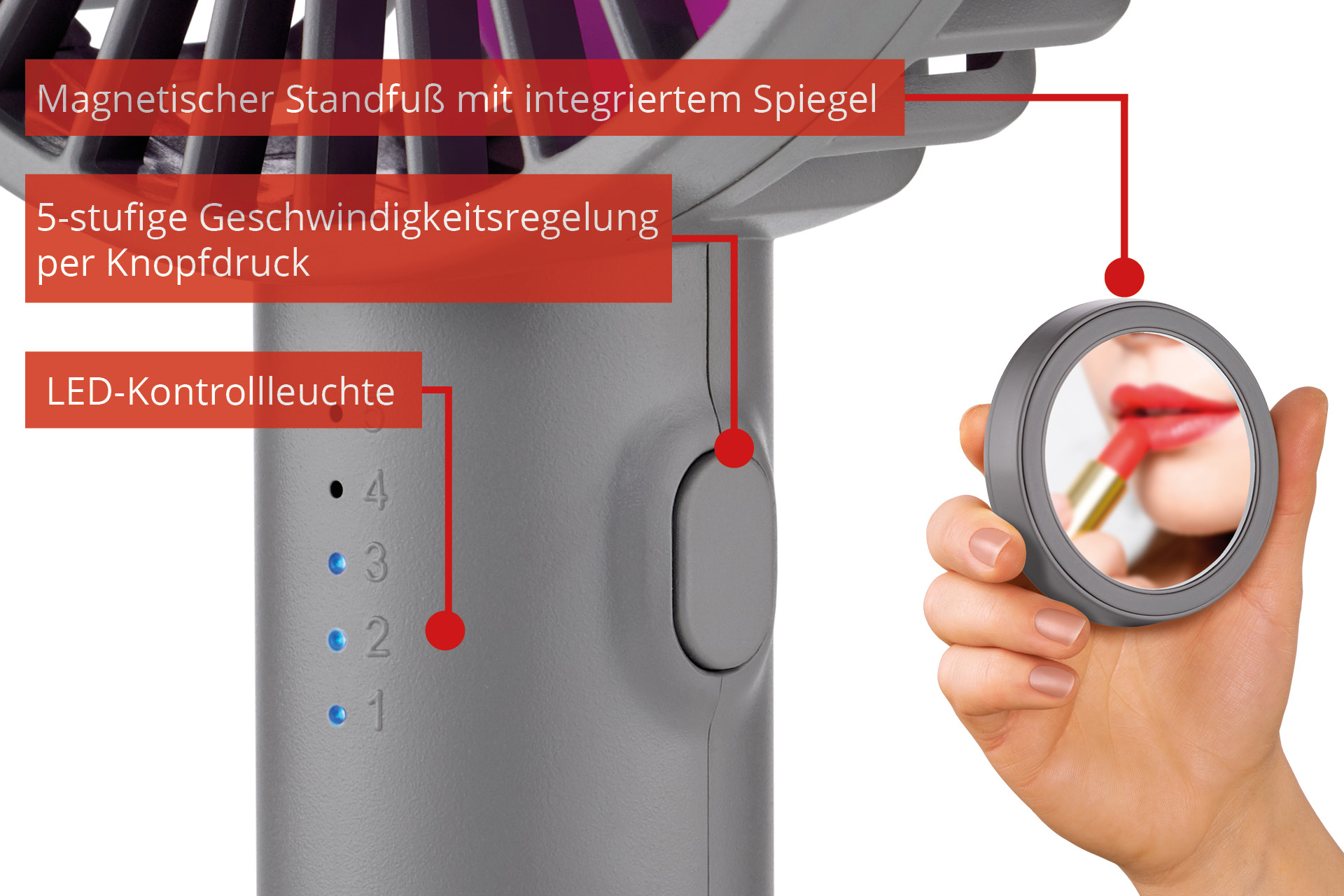 UNOLD Breezy II Handventilator Anthrazit/Lila (4 Watt)