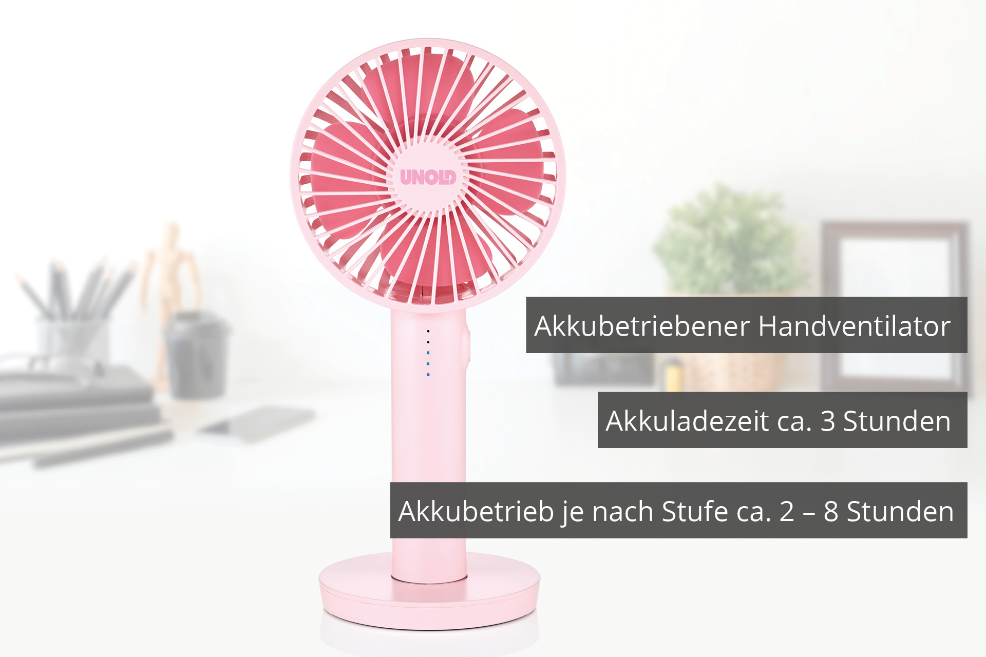 UNOLD 86624 Breezy II Handventilator Pink (4 Watt)