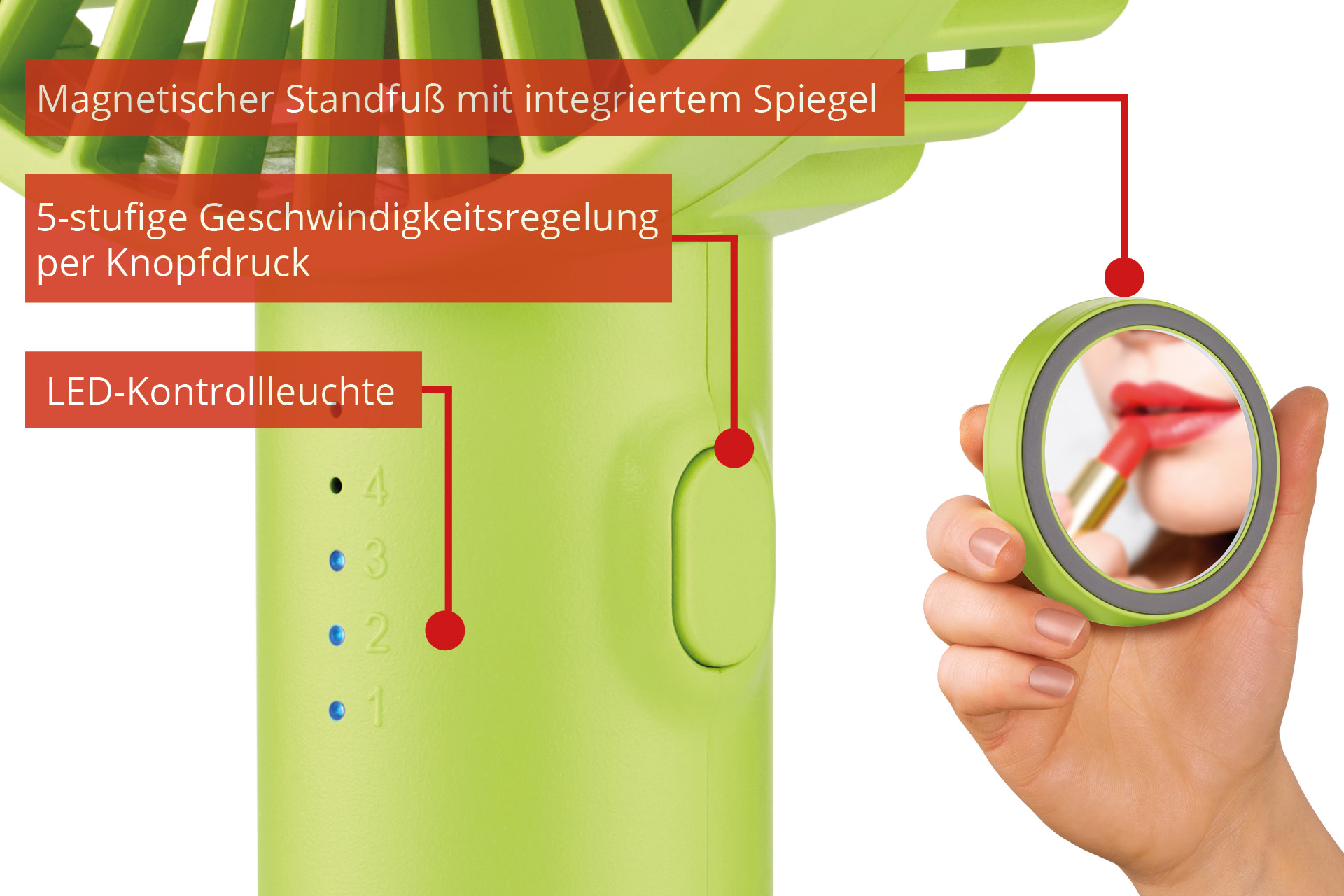 UNOLD 86626 Breezy II Handventilator Grün (4 Watt)