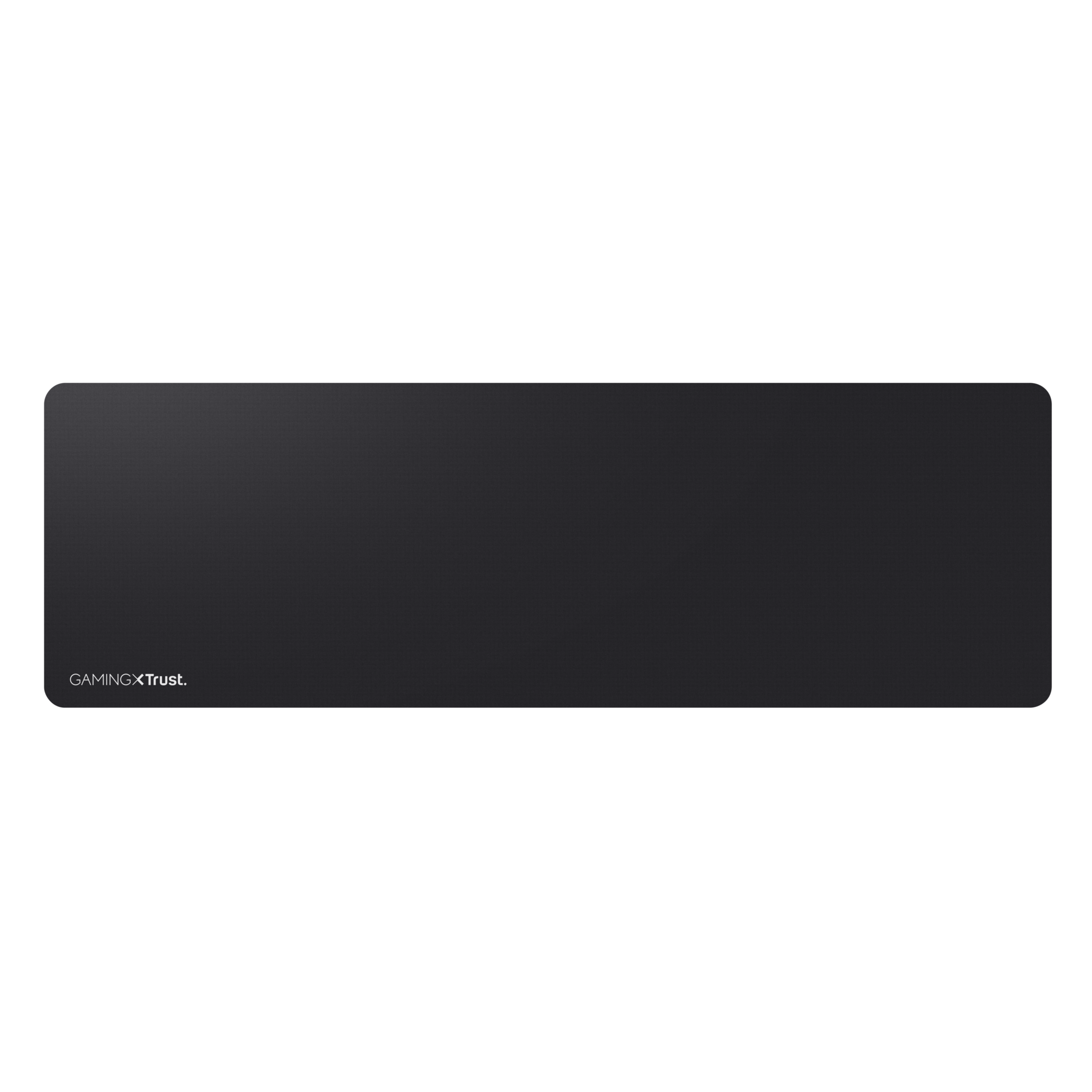 Tapis de souris de jeu rectangulaire noir, avec le texte 'GAMINGXTrust' dans le coin inférieur gauche.