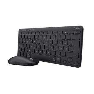 TRUST Trust Lyra Bluetooth QWERTZ Layout Kabellos Keyboard,Wiederaufladbare Multi-Device Funktastatur, Tastatur Maus Set, Schwarz