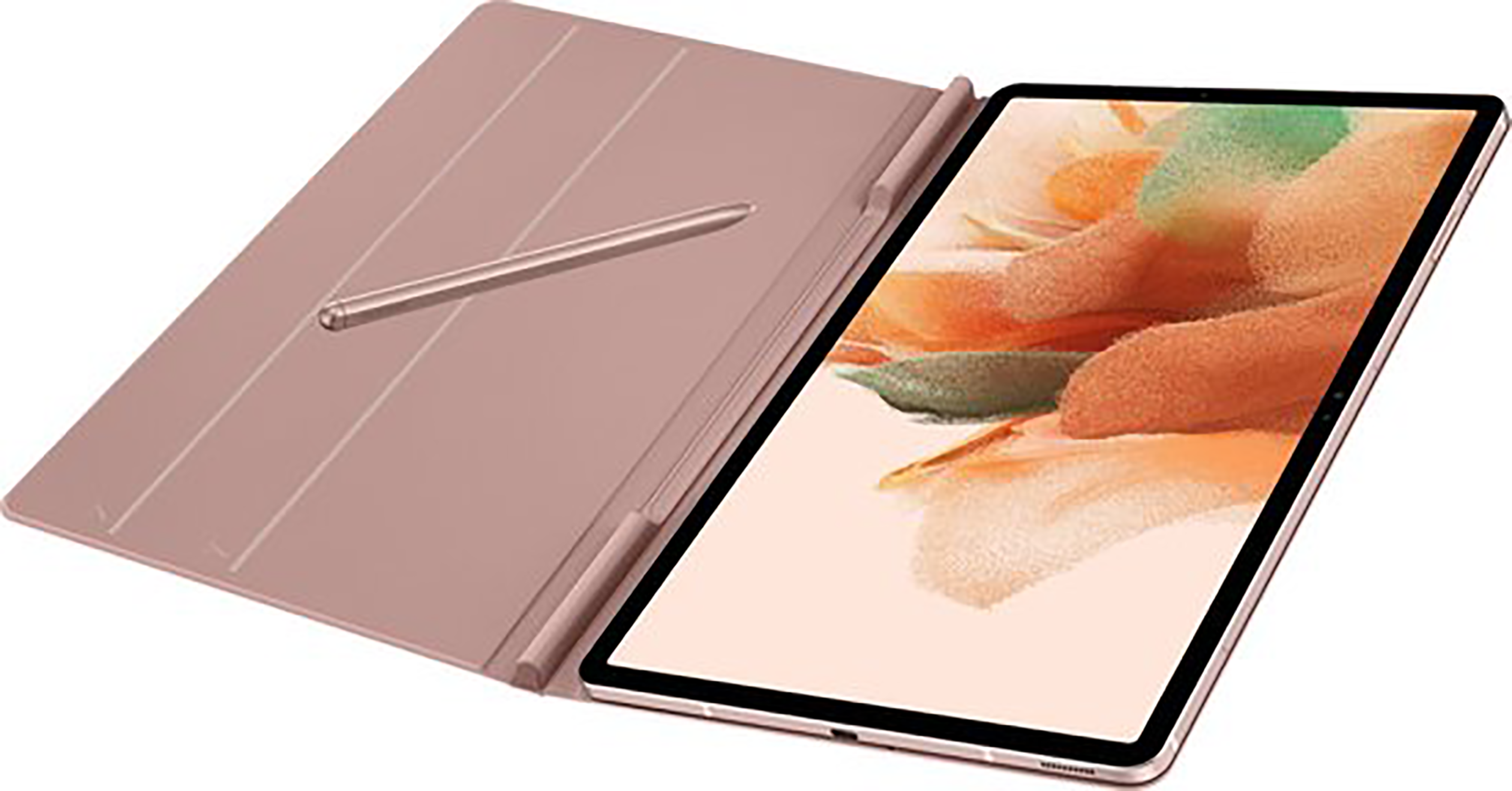 Tablet con cover e penna. Lo schermo mostra un'immagine.