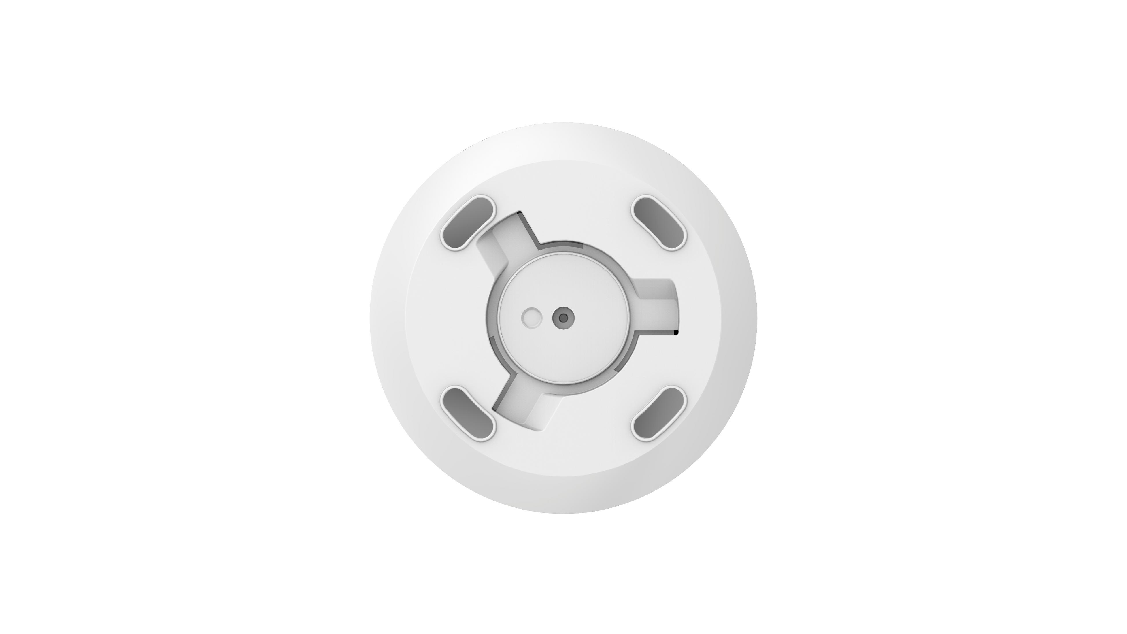 Biały okrągły obiekt z trzema otworami i centralnym otworem.