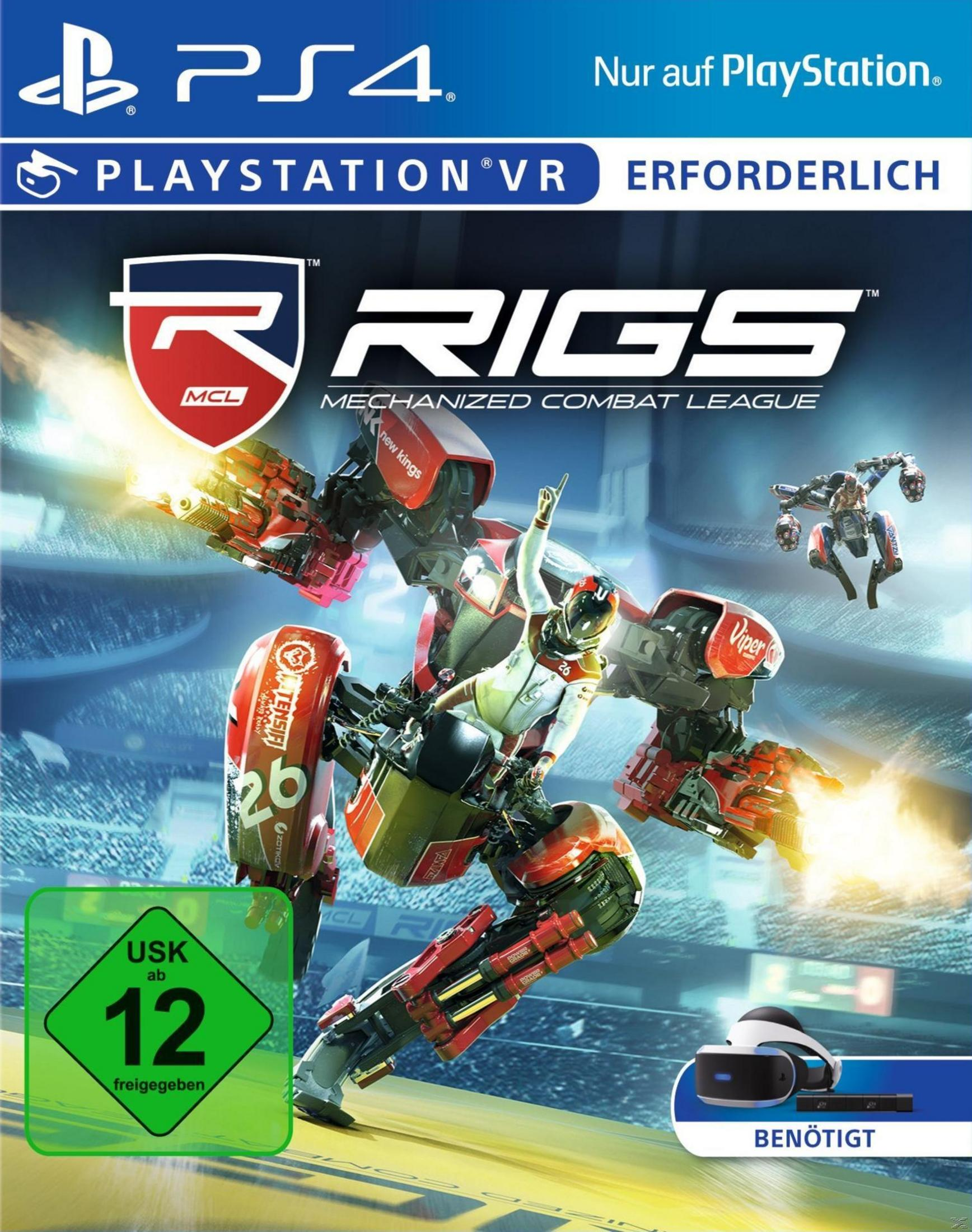 Spielcover: Roboter im Kampf, Mech-Pilot, PS VR Logo und USK 12.