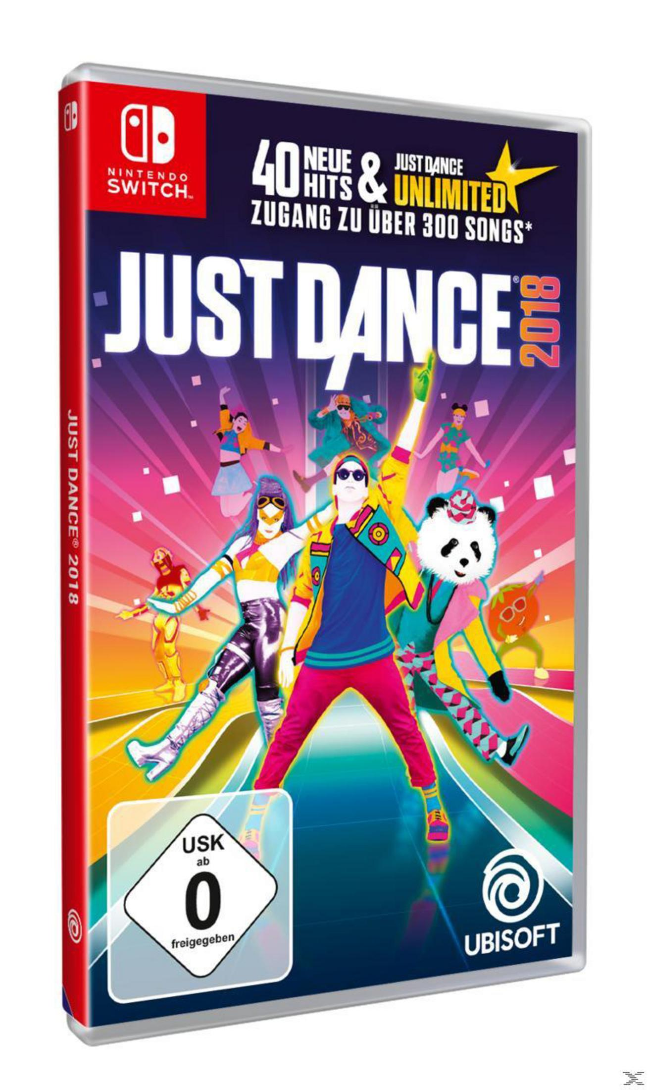 Just Dance 2018 Spielhülle. Es zeigt Tänzer und Spielinfos.