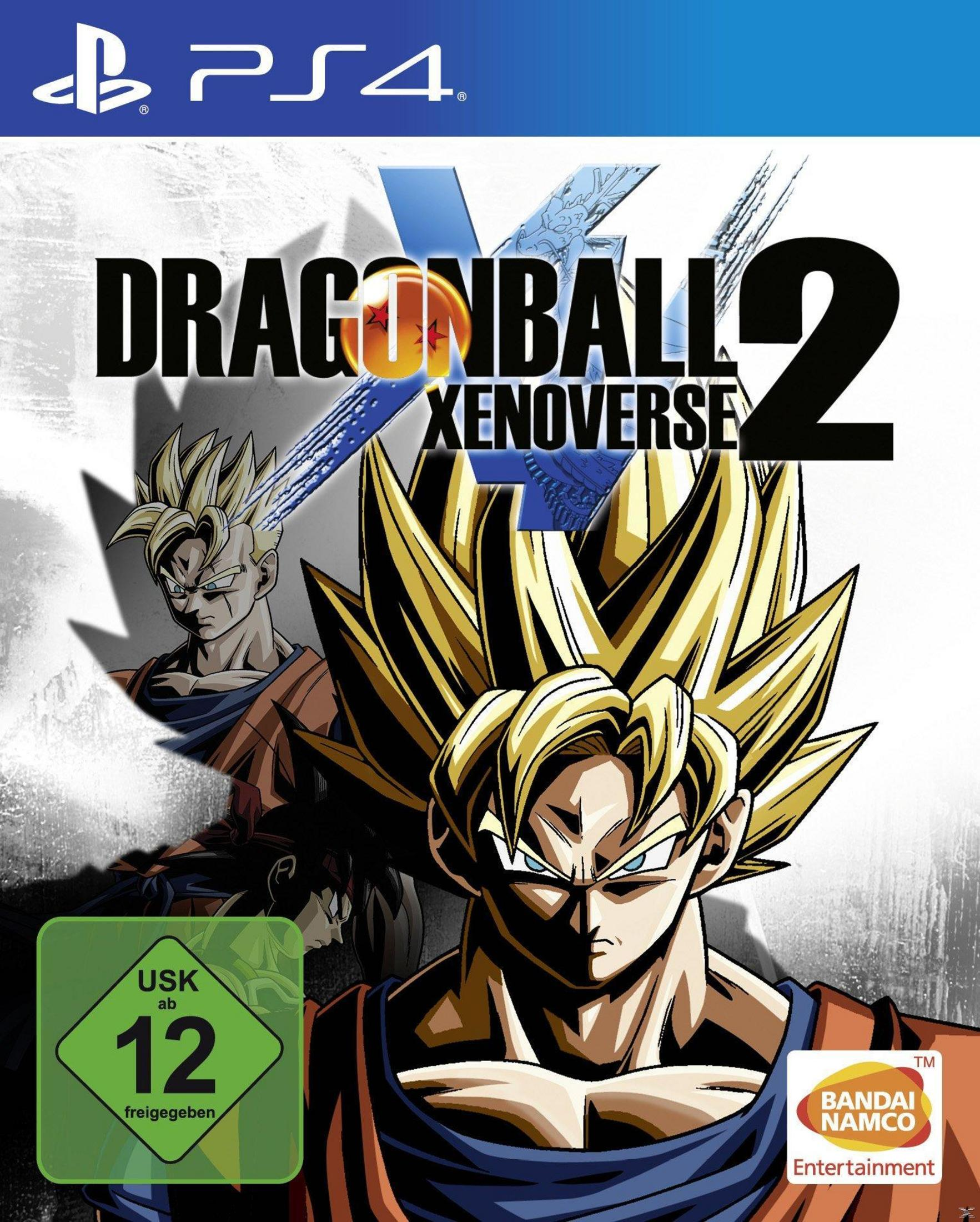 Okładka gry Dragon Ball Z Xenoverse 2. Goku w centrum, z dużymi żółtymi włosami. Inne postacie w tle.
