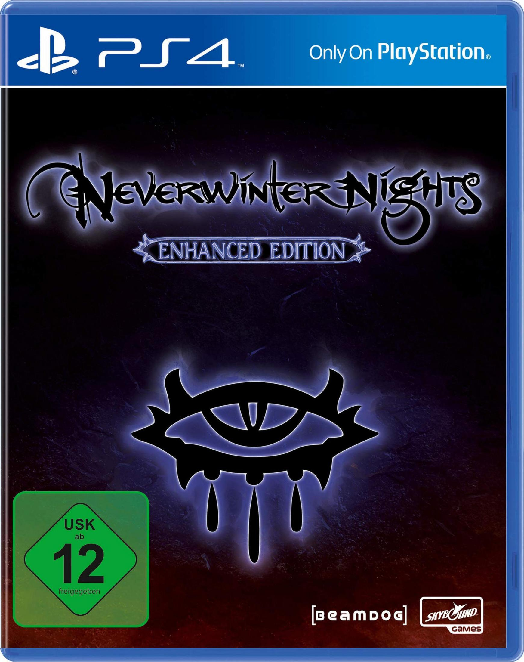 Pudełko gry PS4: Neverwinter Nights Enhanced Edition. Logo gry i ocena z przodu.