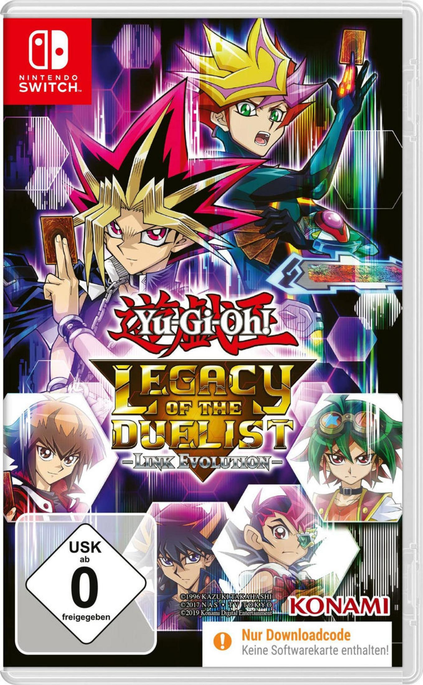 Spiel-Cover für Yu-Gi-Oh! Legacy of the Duelist. Enthält Charaktere aus der Serie und Kartenkunst.