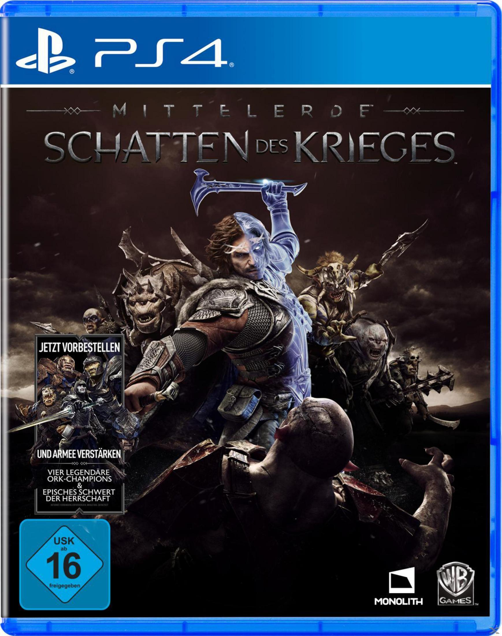 Mittelerde: Schatten des Krieges Spielbox mit Charakteren im Kampf.
