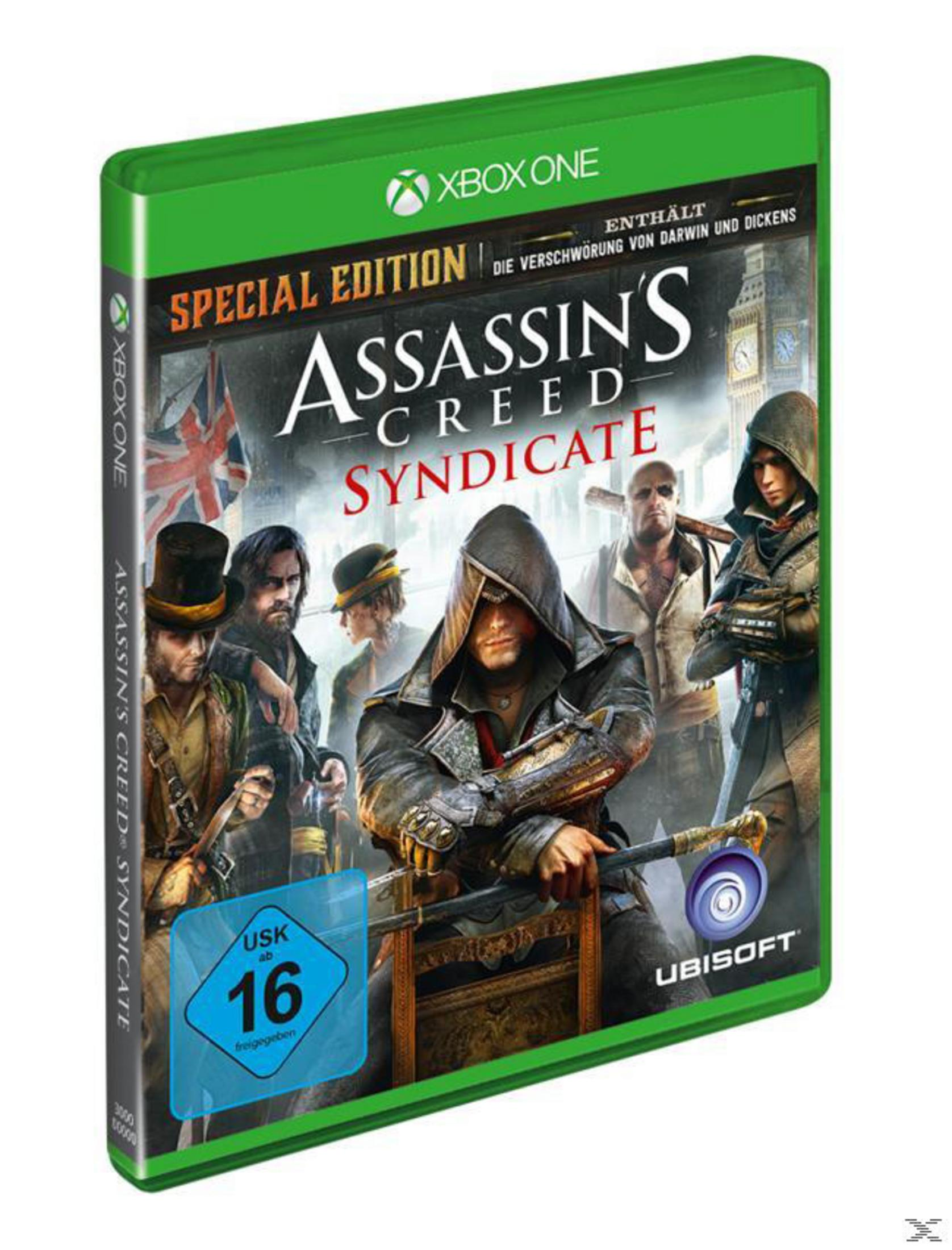 Spielbox für „Assassin's Creed Syndicate“ Special Edition. Zeigt Charaktere in London.