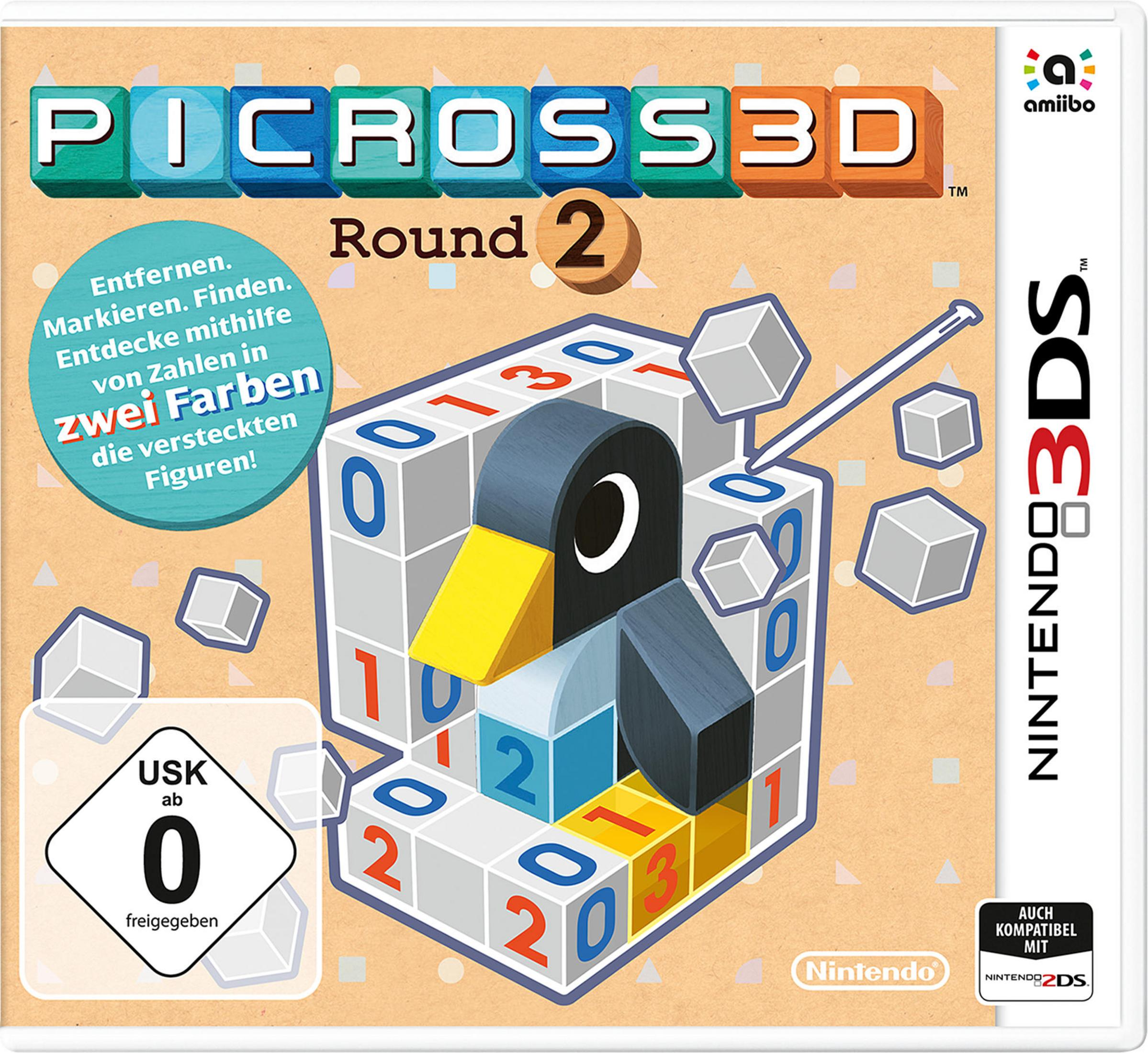Grafika pudełka gry PICROSS 3D Round 2 z projektem puzzli z pingwinami.