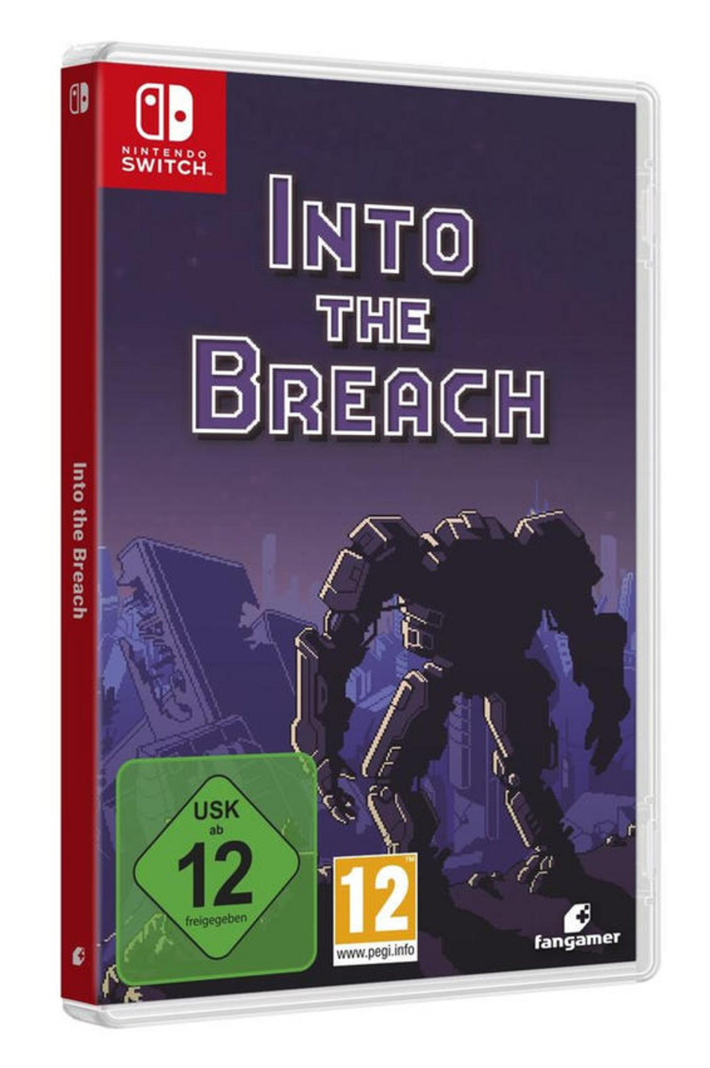 Etui na grę Nintendo Switch 'Into the Breach' z grafiką mecha na okładce.
