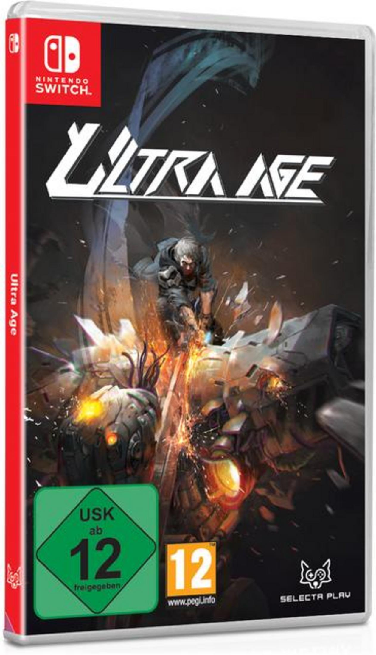 Spielbox von 'Ultra Age' für Nintendo Switch, mit Krieger und Drachen.