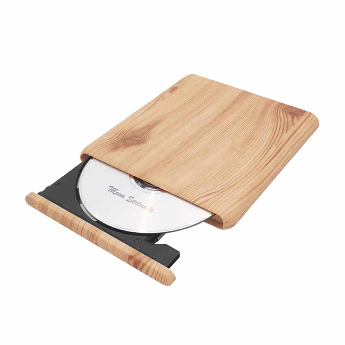 CD-Hülle aus Holz mit einer teilweise herausgezogenen Disc mit der Aufschrift „Moon Serenade“.