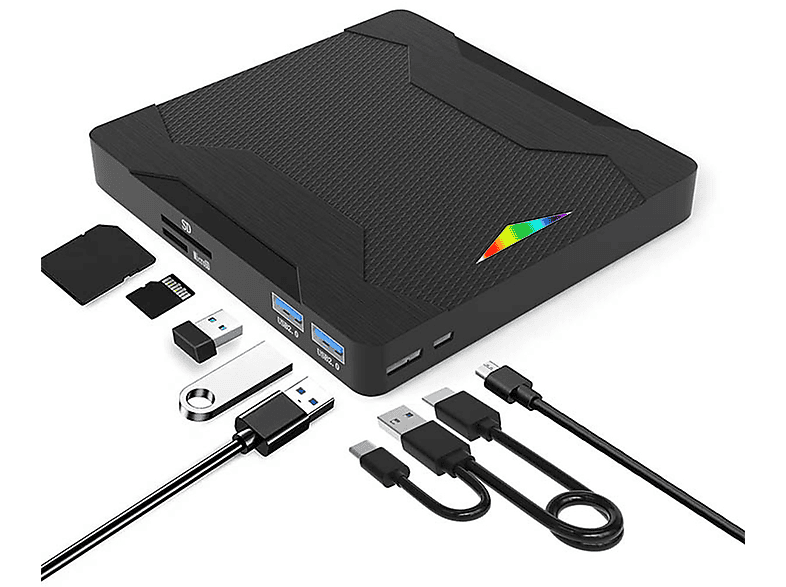 NAXSIR 7-in-1 DVD Mobiles Externes Laufwerk extern CD/DVD Brenner