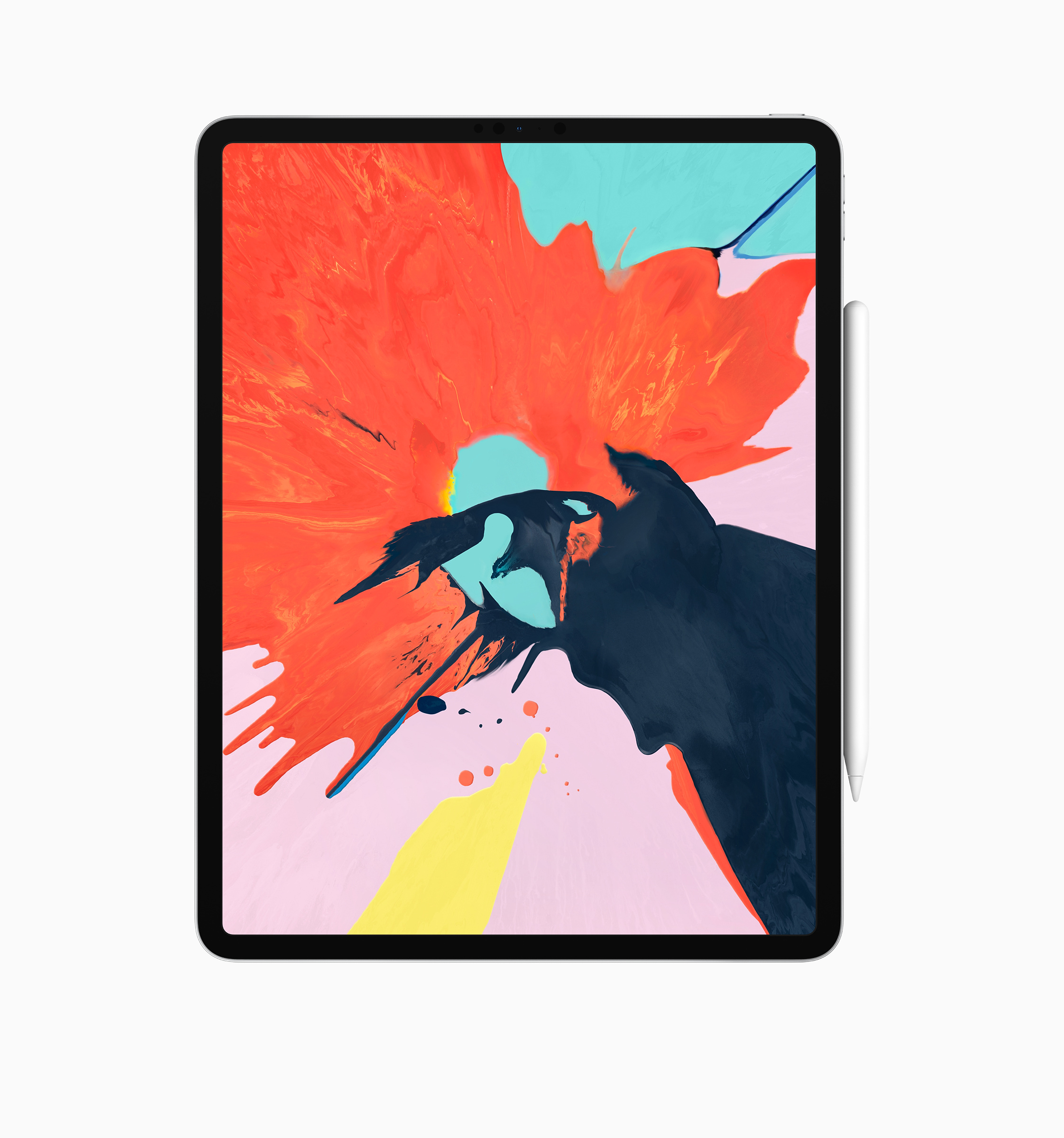 iPad mit bunter abstrakter Kunst. Ein Stift befindet sich neben dem Bildschirm.