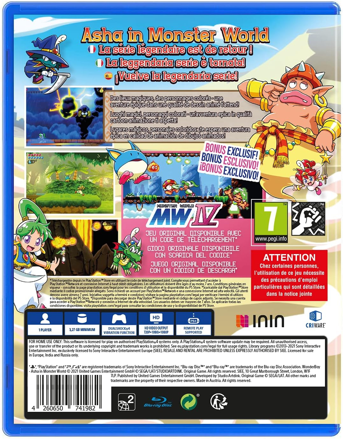 Tylna okładka pudełka z grą wideo z postaciami z kreskówek i tekstem.