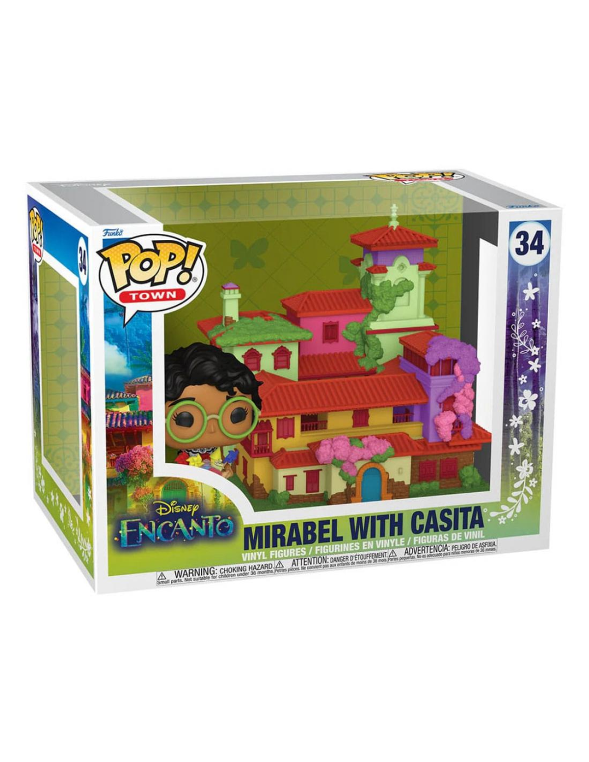 Funko Pop! Figur von Mirabel mit Casita aus Encanto, in einer Vitrine.