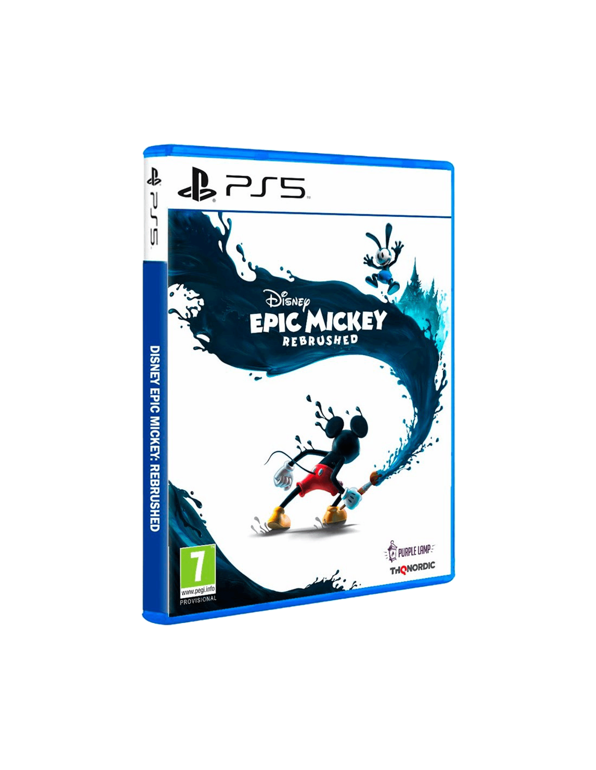 Un estuche de juego PS5 para Disney Epic Mickey Rebrushed, con un Mickey Mouse en blanco y negro.