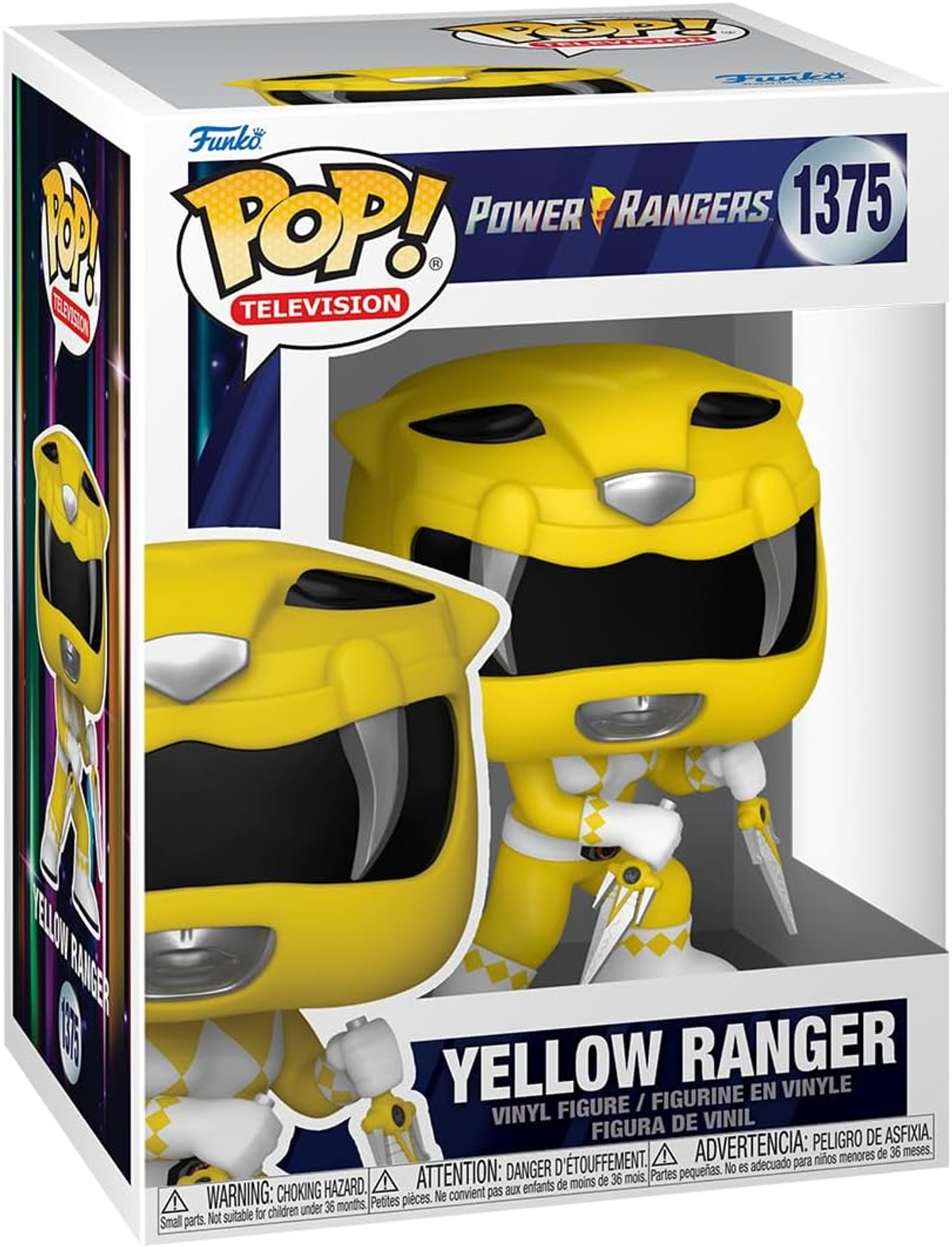 Figura de Yellow Ranger Funko Pop!. La figura está en una caja con el logo de Power Rangers.
