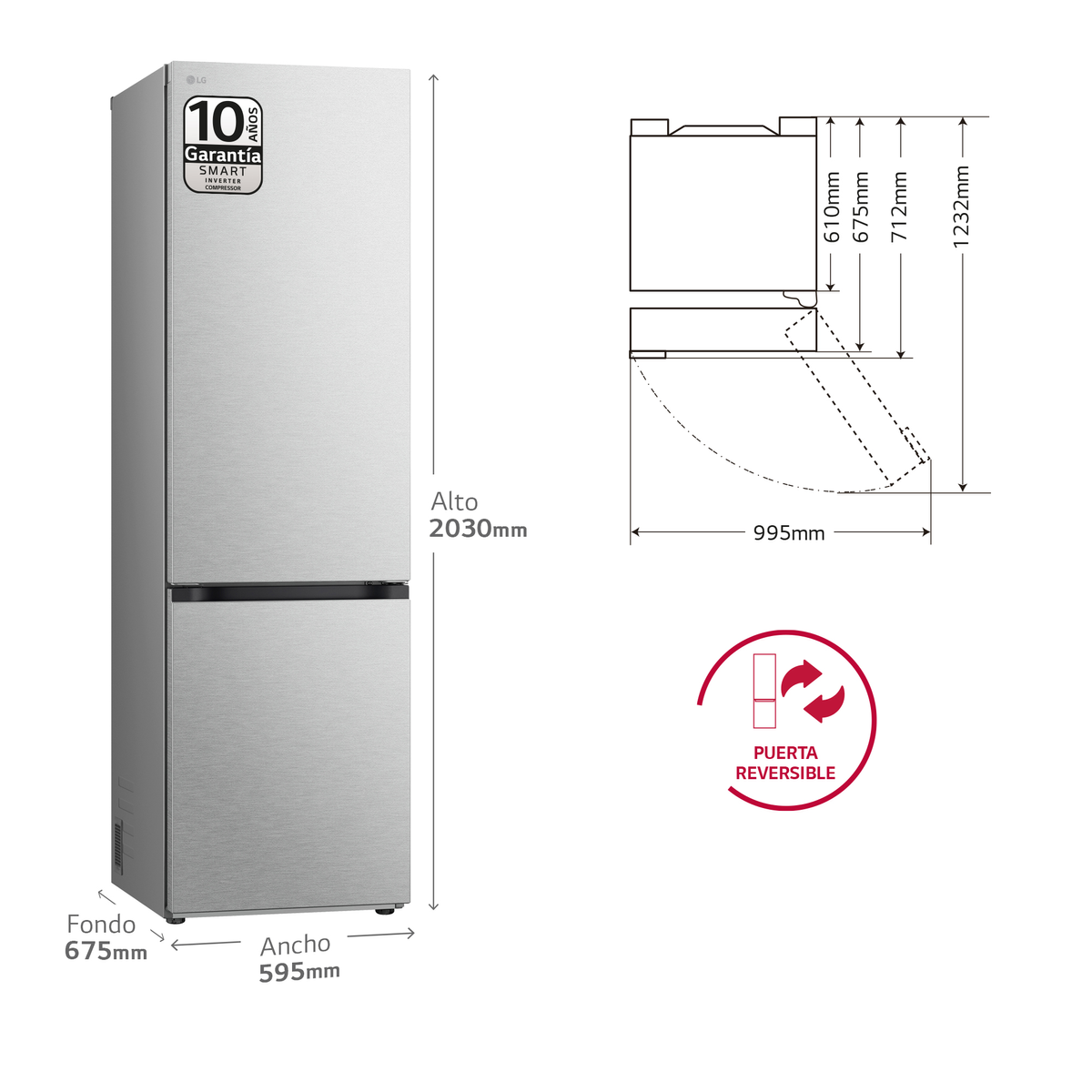LG GBV 7280 AMB.AMBQEUR Serie 7 Kühlgefrierkombination (A, 111 kWh, 2030 mm hoch, Metal Sorbet)