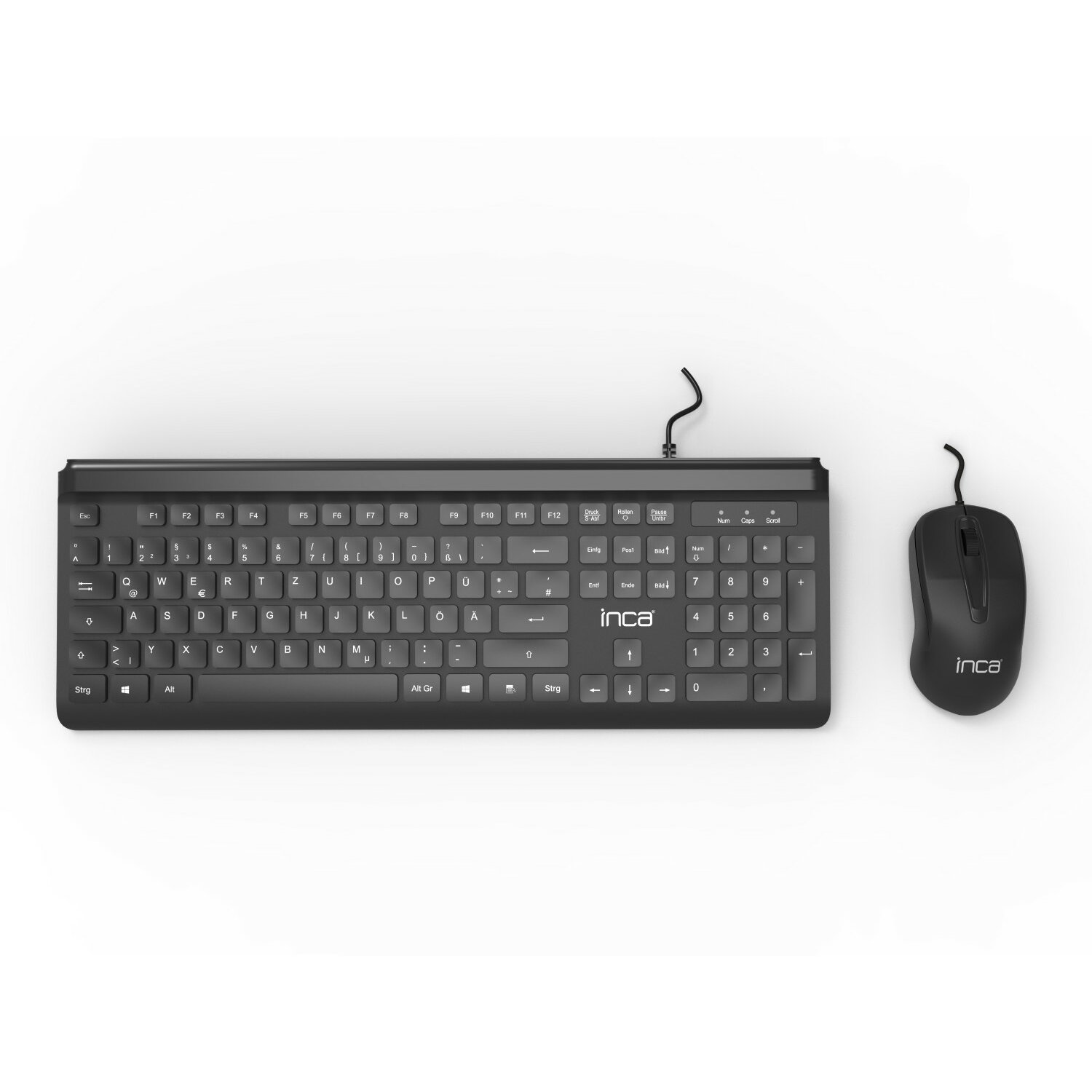 Czarna klawiatura i mysz. Klawiatura i mysz są na białym tle.