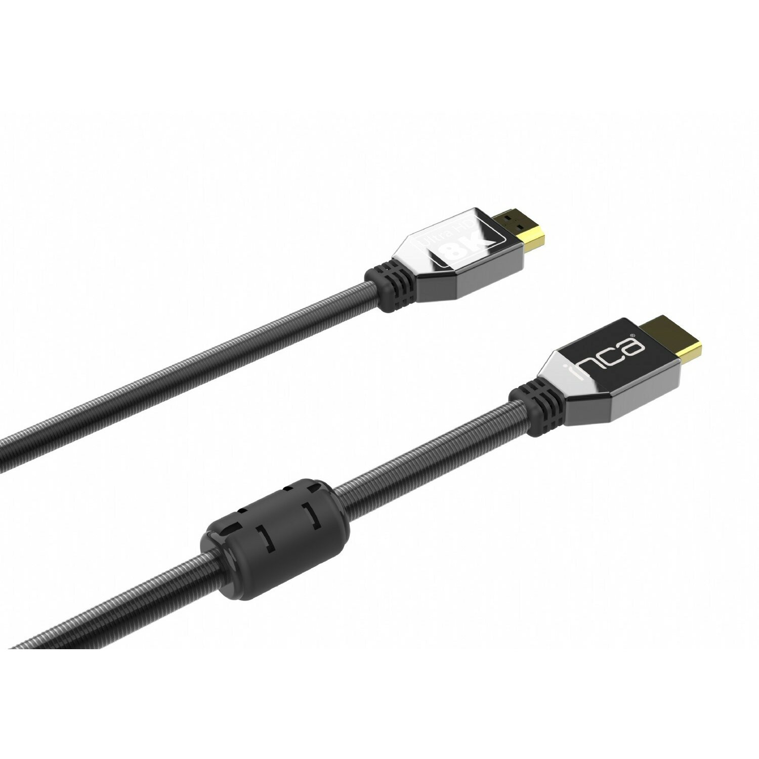 Zwei HDMI-Kabel, schwarz mit silbernen Steckern. Die Kabel liegen nebeneinander.