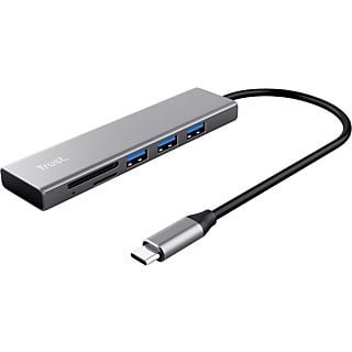 TRUST Halyx Compacte Aluminium USB-C hub en (micro) SD-kaartlezer - met 3 poorten en USB-C-aansluiting