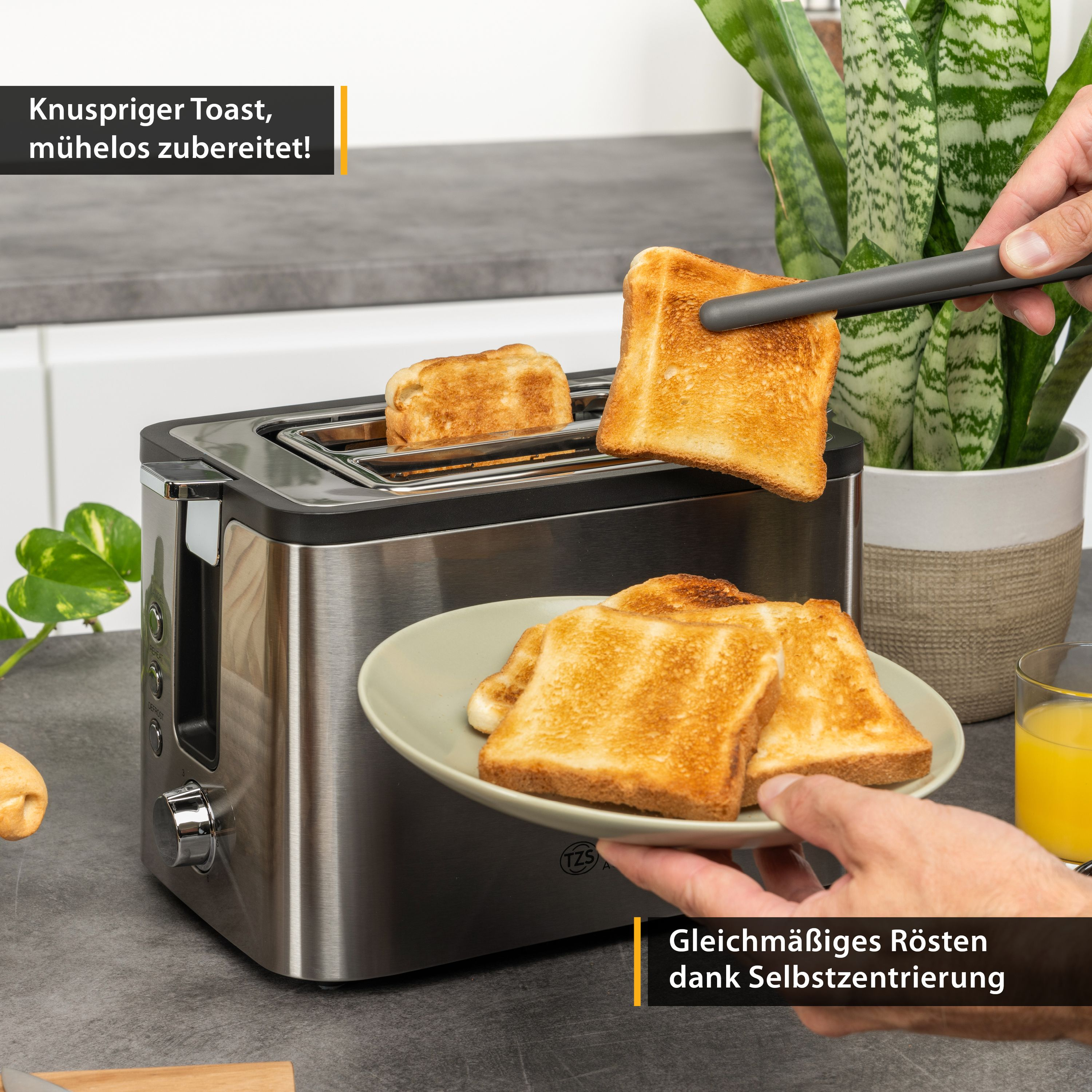 TZS FIRST AUSTRIA FA-5369-5 Toaster Edelstahl (800 Watt, Schlitze: 2)