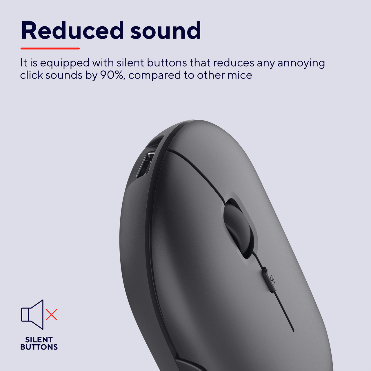 Czarna mysz komputerowa z kółkiem przewijania i dwoma przyciskami. Mysz na jasnej powierzchni.