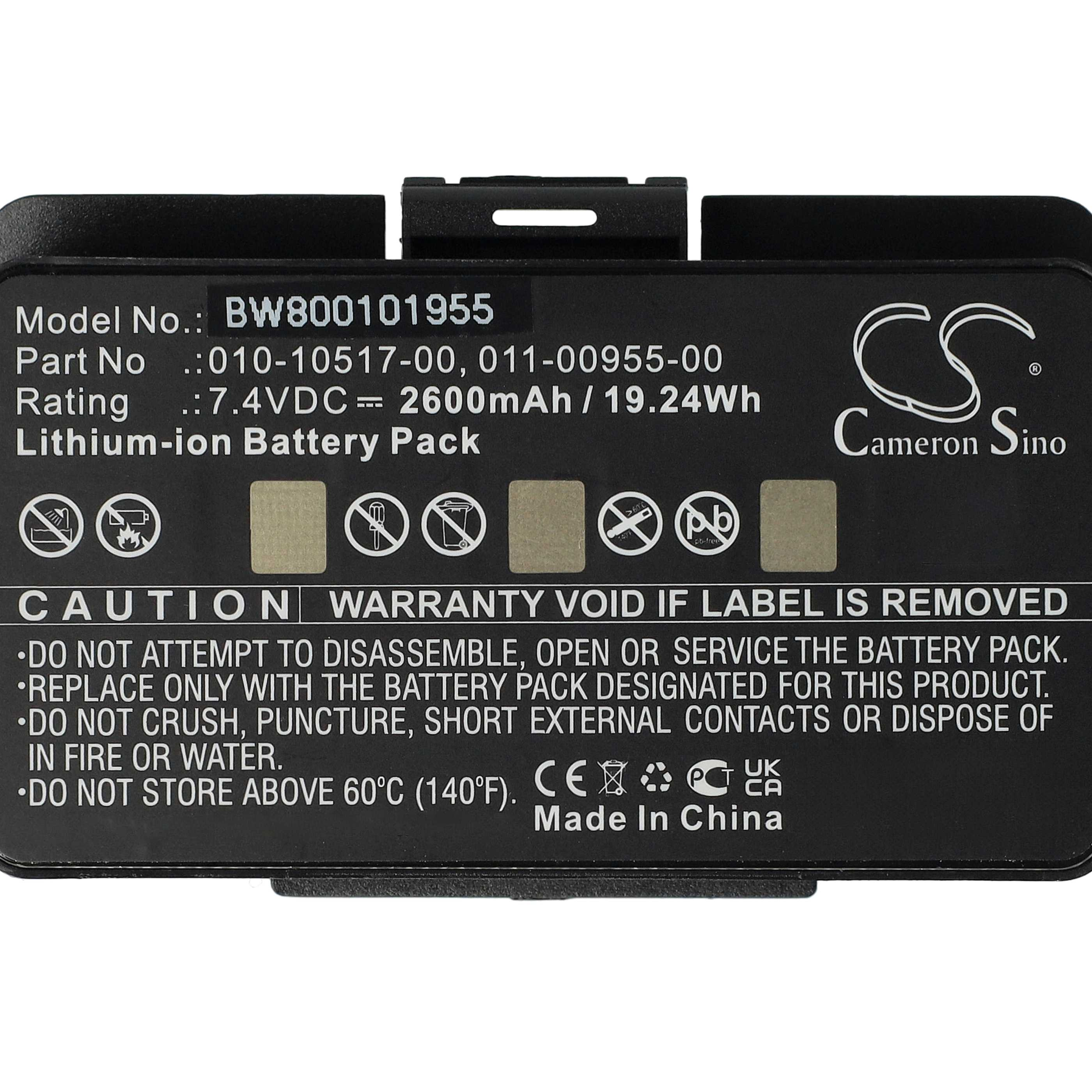 Ein Batterietikett mit Text, Warnhinweisen und einem 'Cameron Sino' Logo.