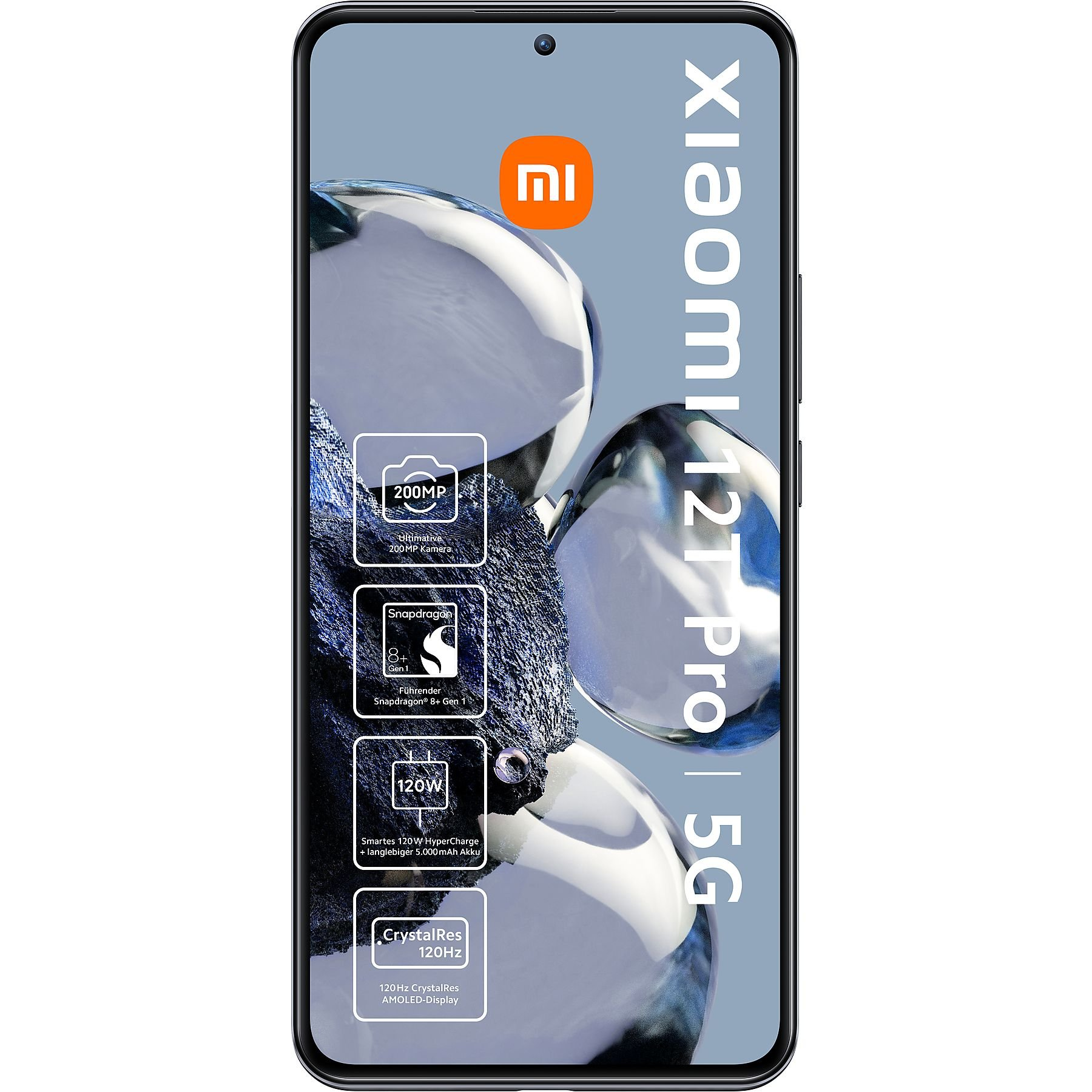 Ein Telefonbildschirm, der Informationen mit Kameraeinrichtung anzeigt.