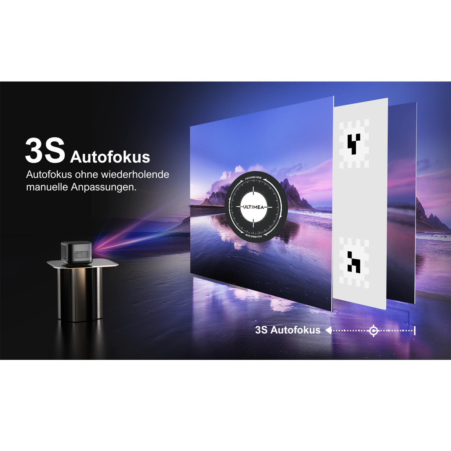 Draagbare mini-beamer Auto Keystone, intelligente 4K/200 ANSI projector met wifi 6, BT 5.0, 130