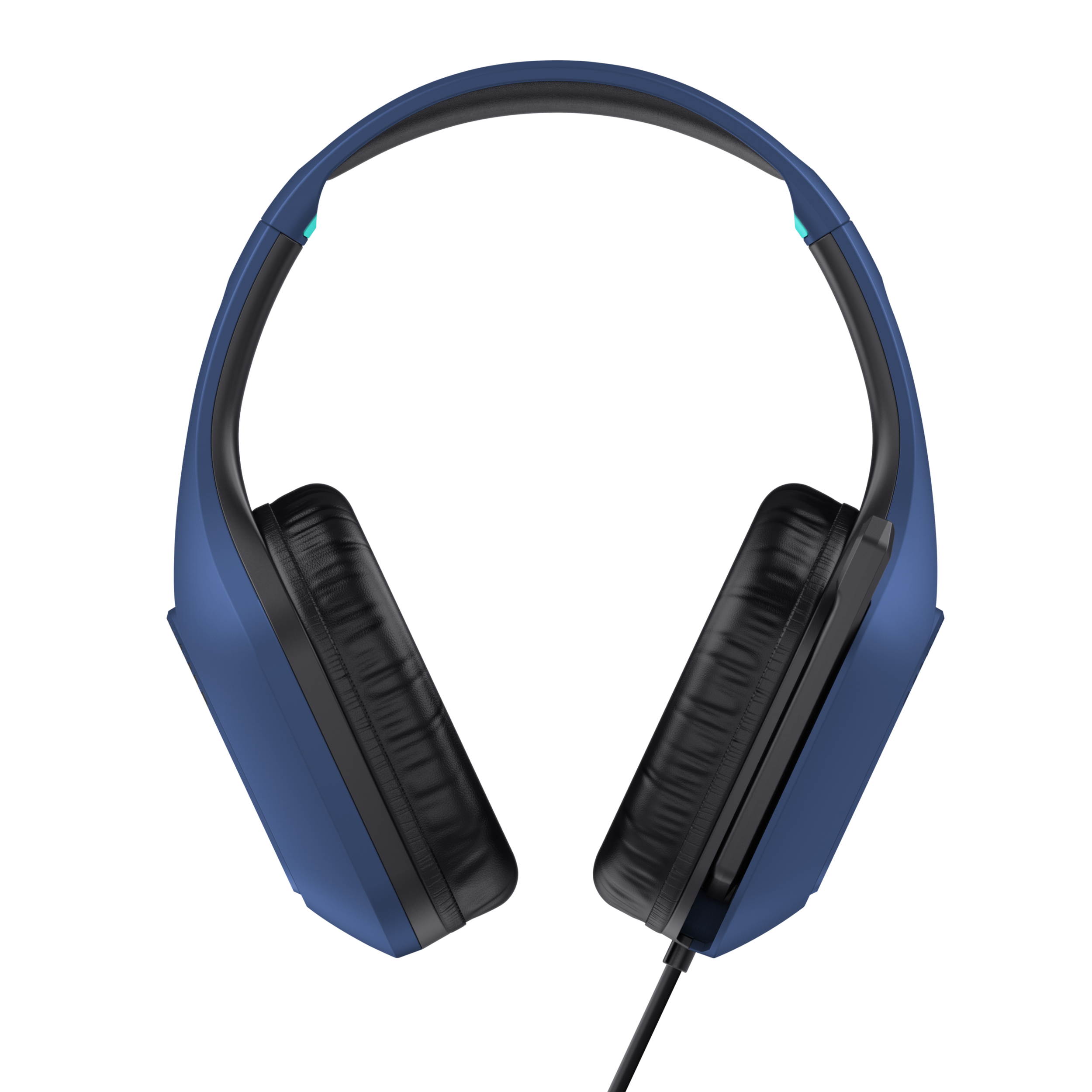 Blaue Kopfhörer mit schwarzen Ohrmuscheln. Das Kopfband hat einen blauen Akzent.
