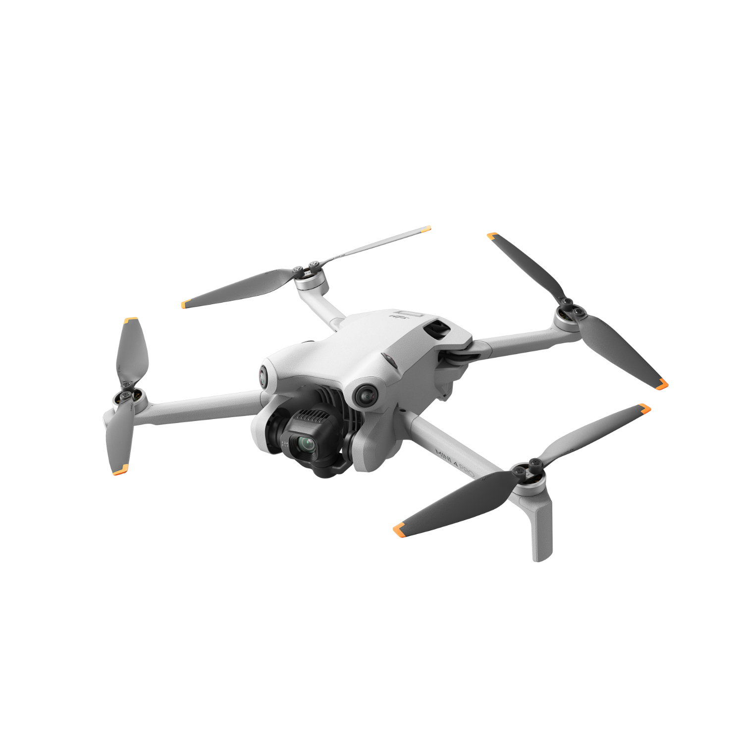 Biały dron z czterema śmigłami, czarne i szare detale. Czarne tło o neutralnym odcieniu.
