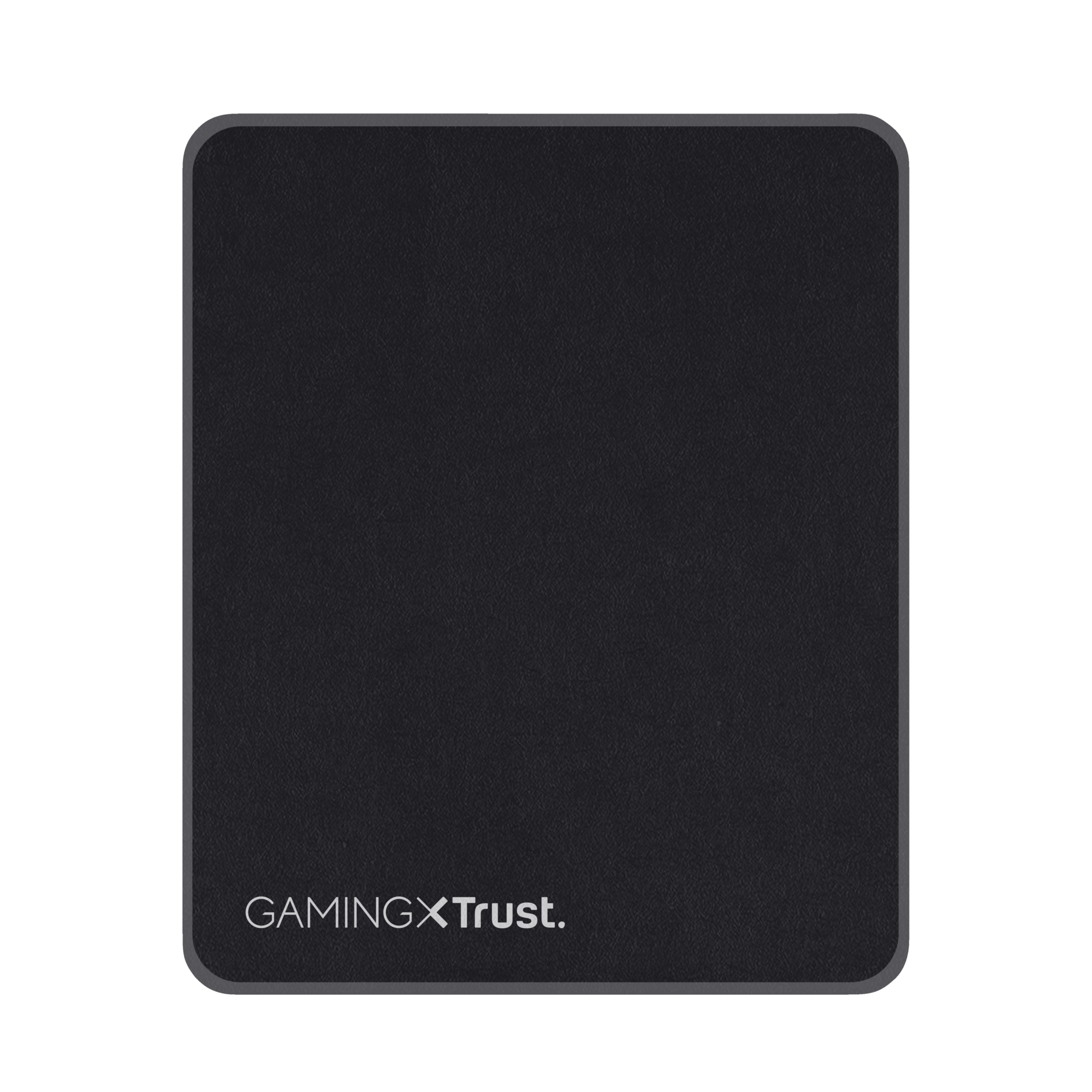 Ein schwarzes Gaming-Mauspad mit dem Text "GAMINGXTrust" in der Ecke.