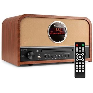 AUDIZIO DAB radio met CD speler - Salerno - Retro radio met Bluetooth en mp3 speler - Stereo - 40W DAB radio Bruin