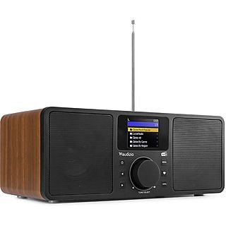 AUDIZIO DAB Radio met Bluetooth en Internetradio - Rome - Wekkerradio - Wifi - AUX - 2 Speakers - Hout DAB radio Donkerbruin