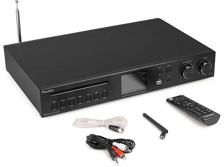 Audizio Brescia: DAB en internetradio met Bluetooth, Spotify, CD, MP3 en 120W versterker - Zwart | Audio Installaties
